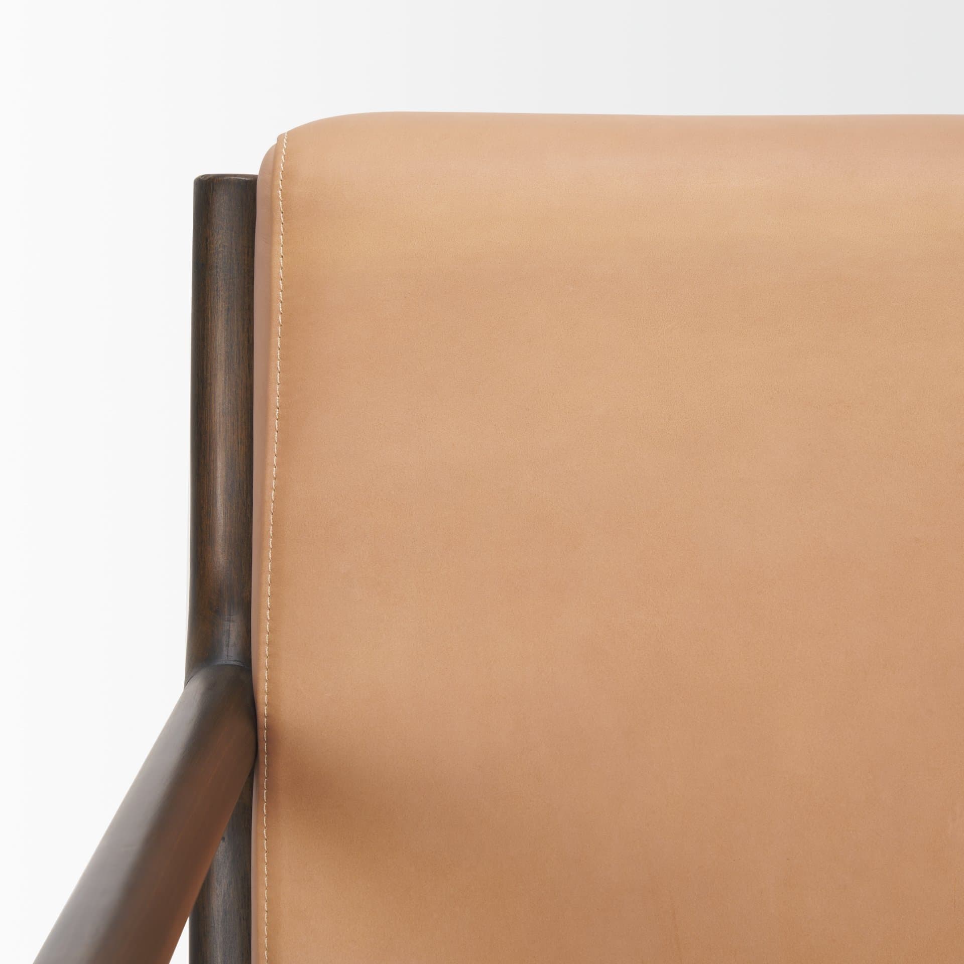 Cashel Accent Chair W/ Dark Brown Wood and Tan Genuine Leather — product photograph