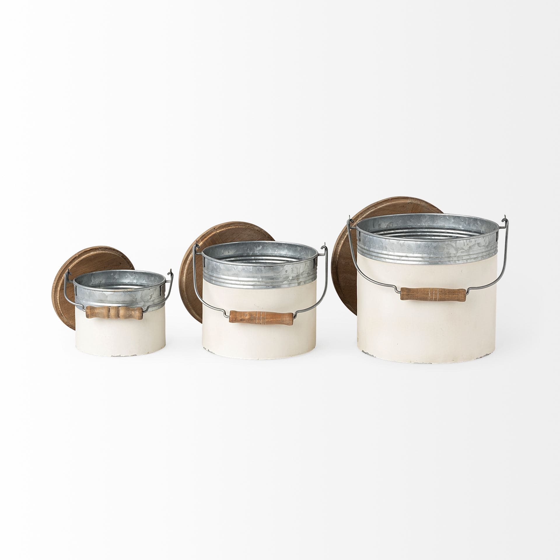 Alani (Set of 3) White Metal Storage Boxes — product photograph