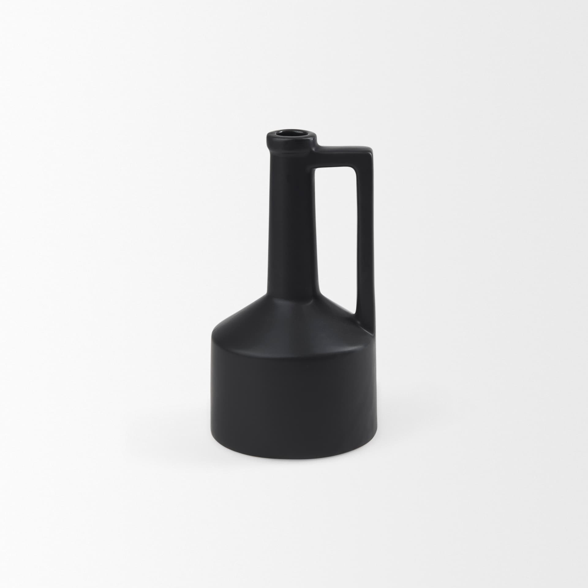 Burton 10.8H Small Matte Black Ceramic Jug Vase — product photograph