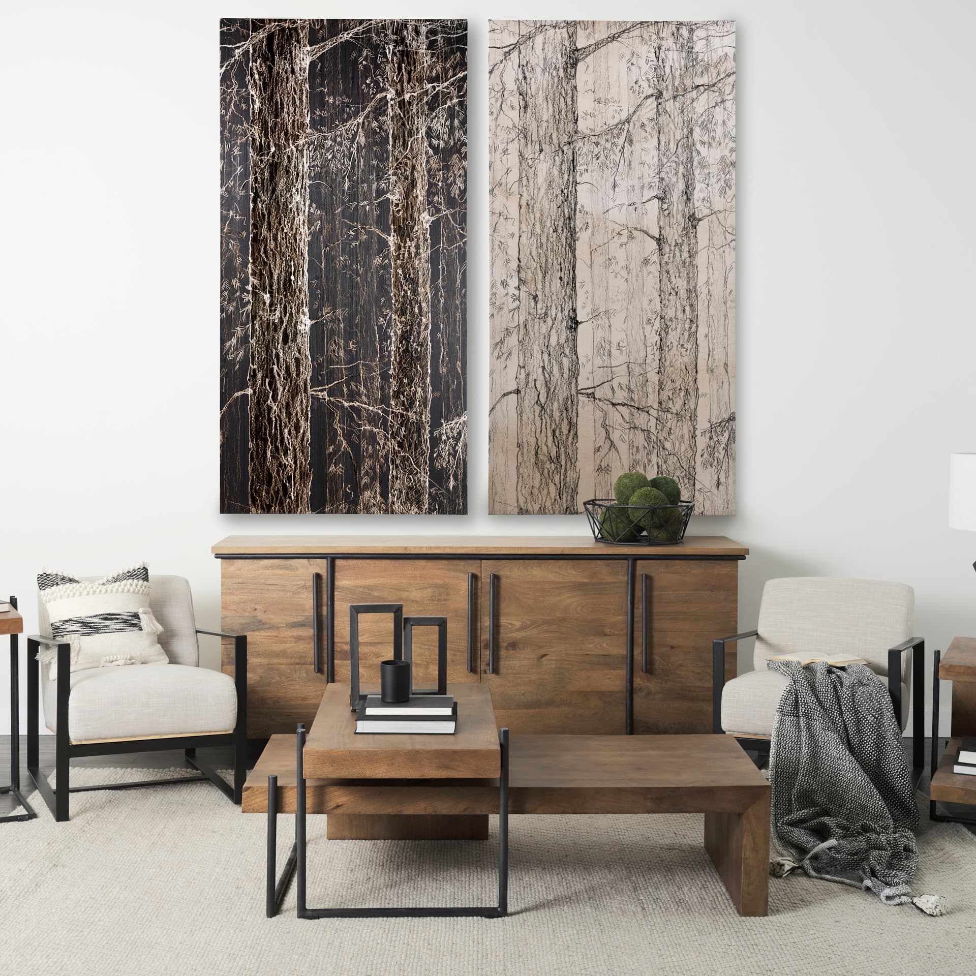 Forest II by Natali a Hand Embellished Textured Canvas — in a styled room