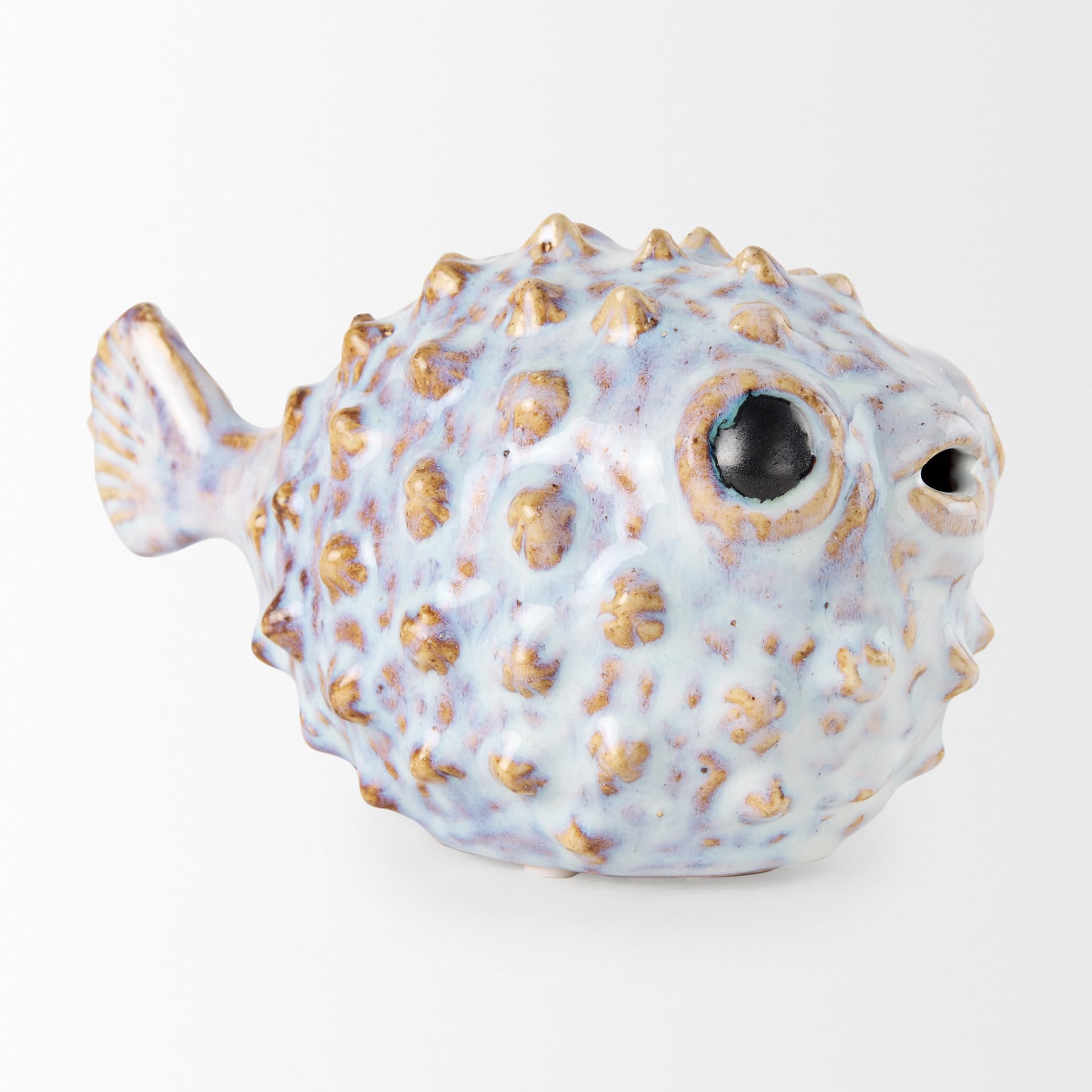Spike I (Small) 8L x 4W Off-White Ceramic Puffer Fish — product photograph
