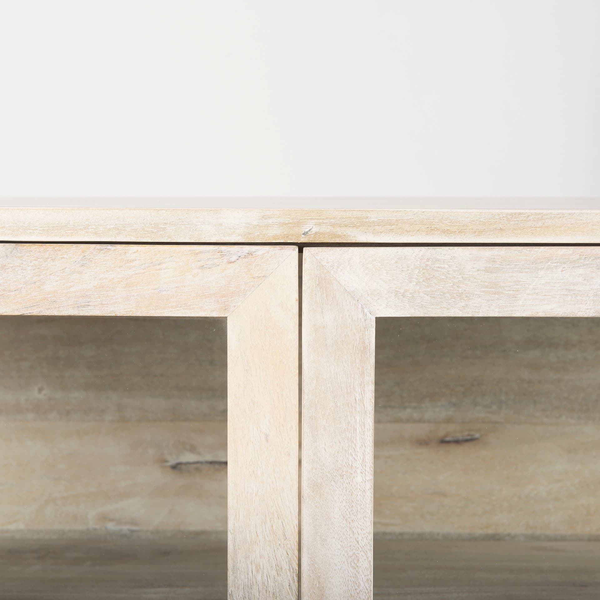 Arelius 36L x 18W x 32H White Wood, Gold Metal Base w/ 2 Glass Doors Accent Cabinet — product photograph