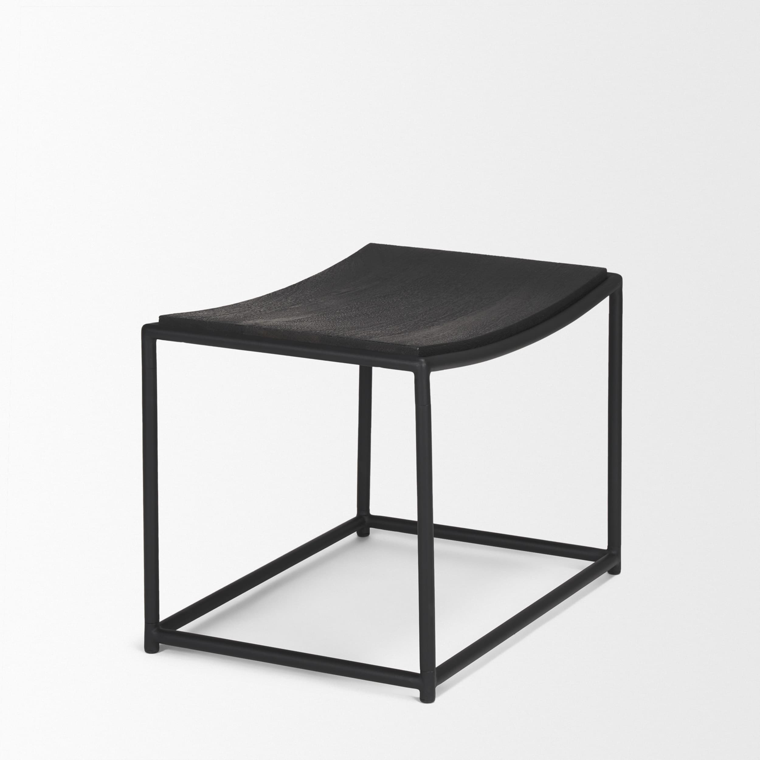 Taniel Textured Black Wood w/ Black Metal Stool — product photograph