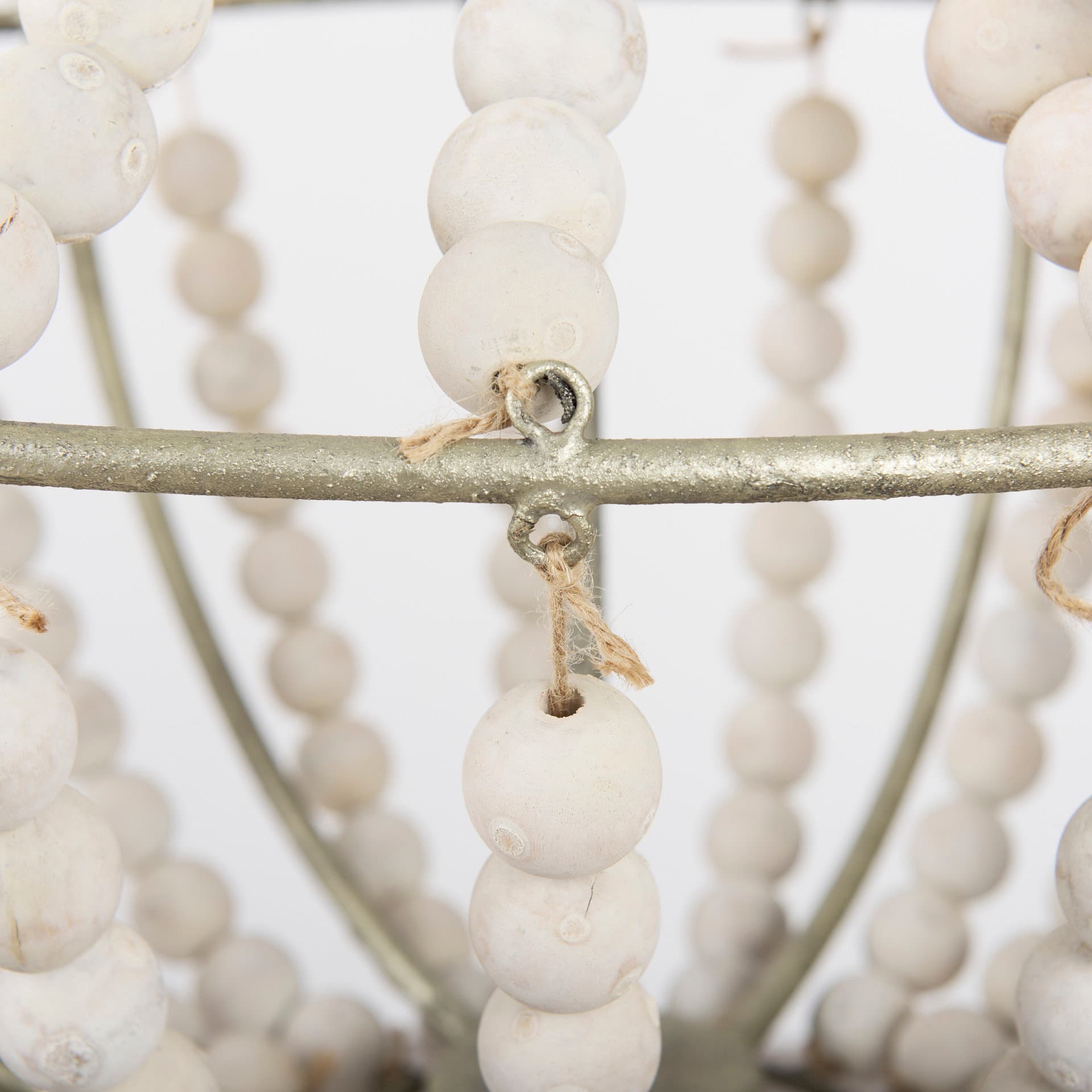 Phillum (29"x37") Silver Metal Chassis and White Wood Beaded Six Bulb Chandelier — product photograph