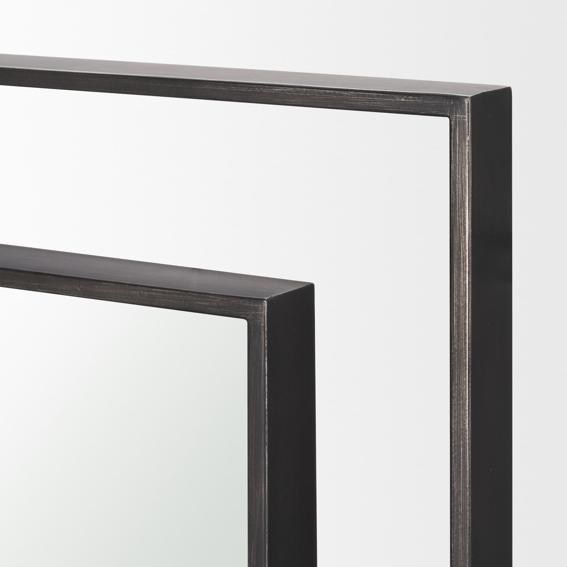 Tiva Rectangular Dual Metal Frame Gunmetal Mirror — product photograph
