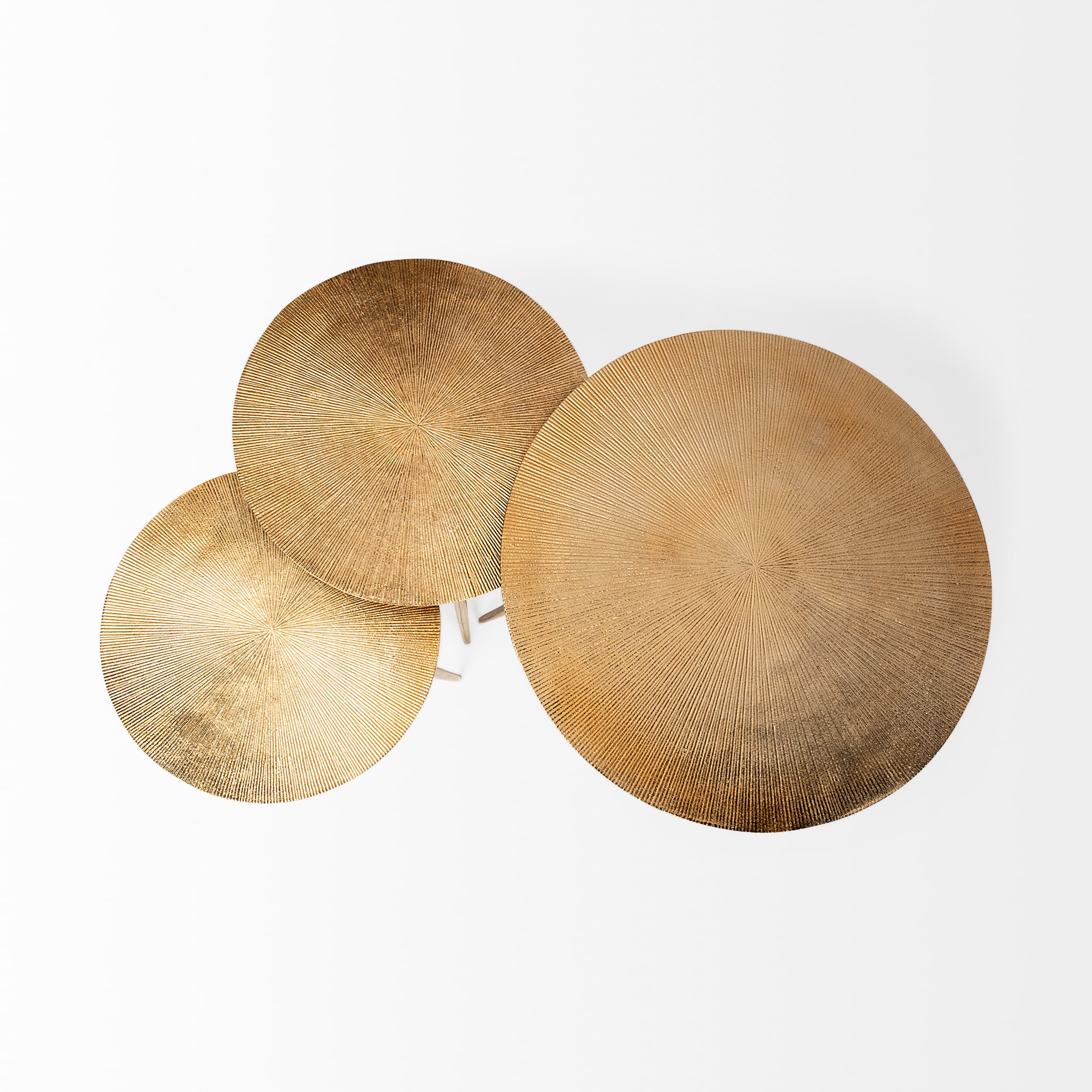 Reva III (Small) 16L x 16W Gold Round Top Cast Aluminum Accent Table — product photograph
