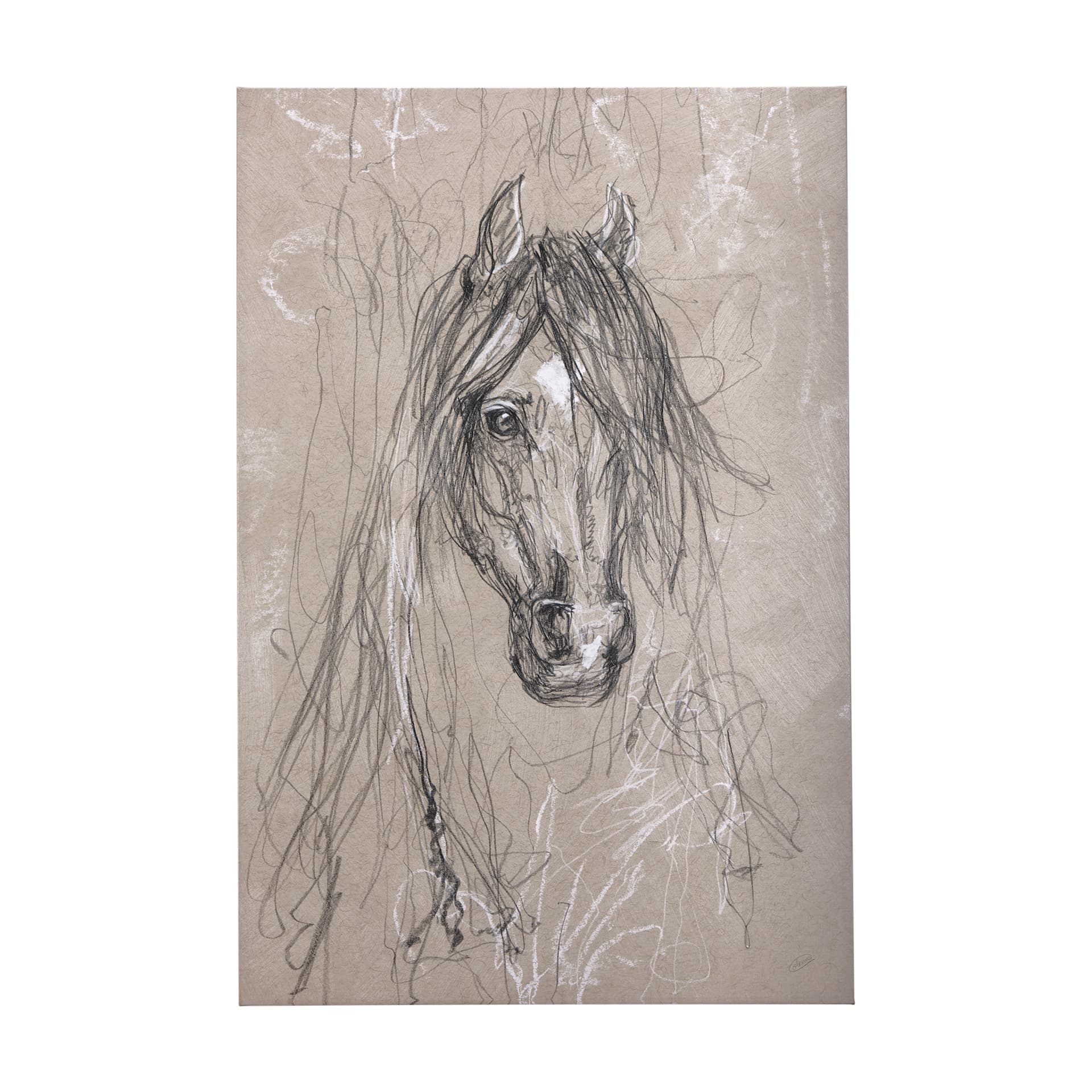 Sketch of animal VII (Horse) by Mercana Studio a Hand Embellished Textured Canvas — product photograph