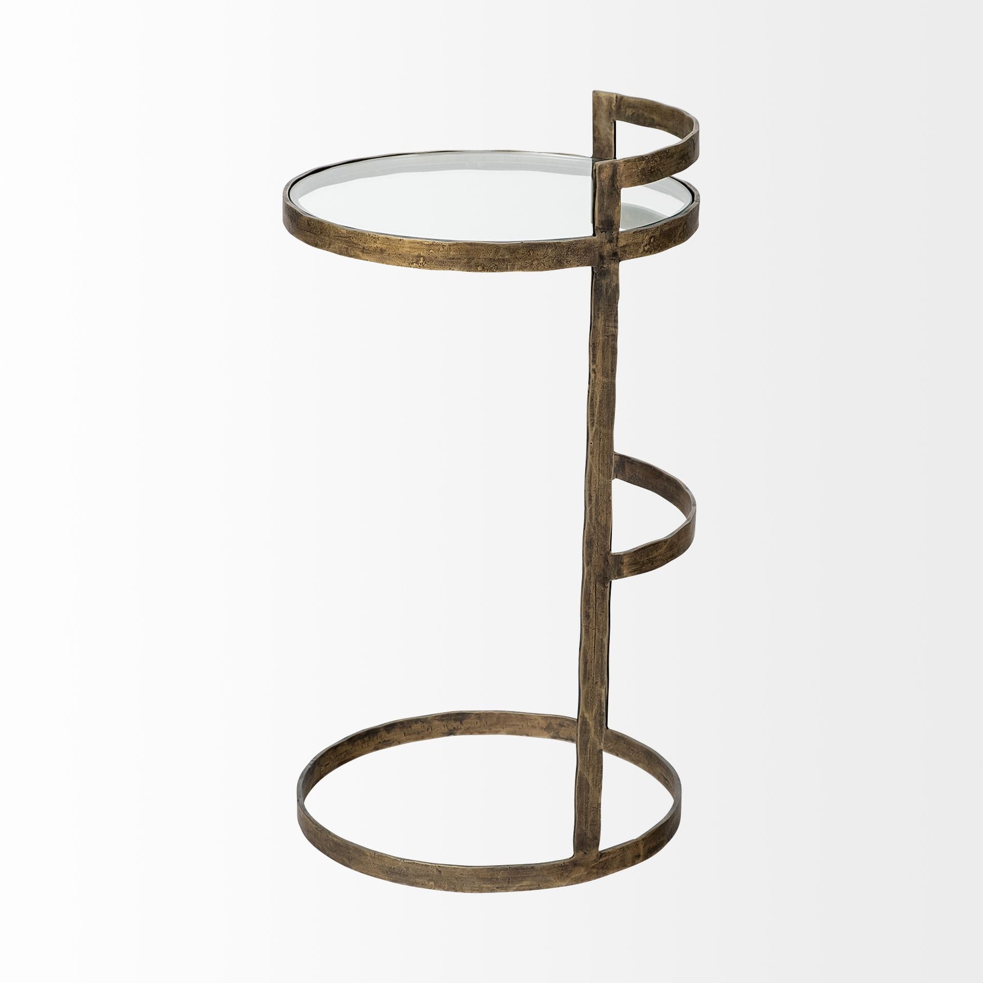 Reimer 15L x 15W Gold Round Glass Top W/Metal Frame Accent Table — product photograph
