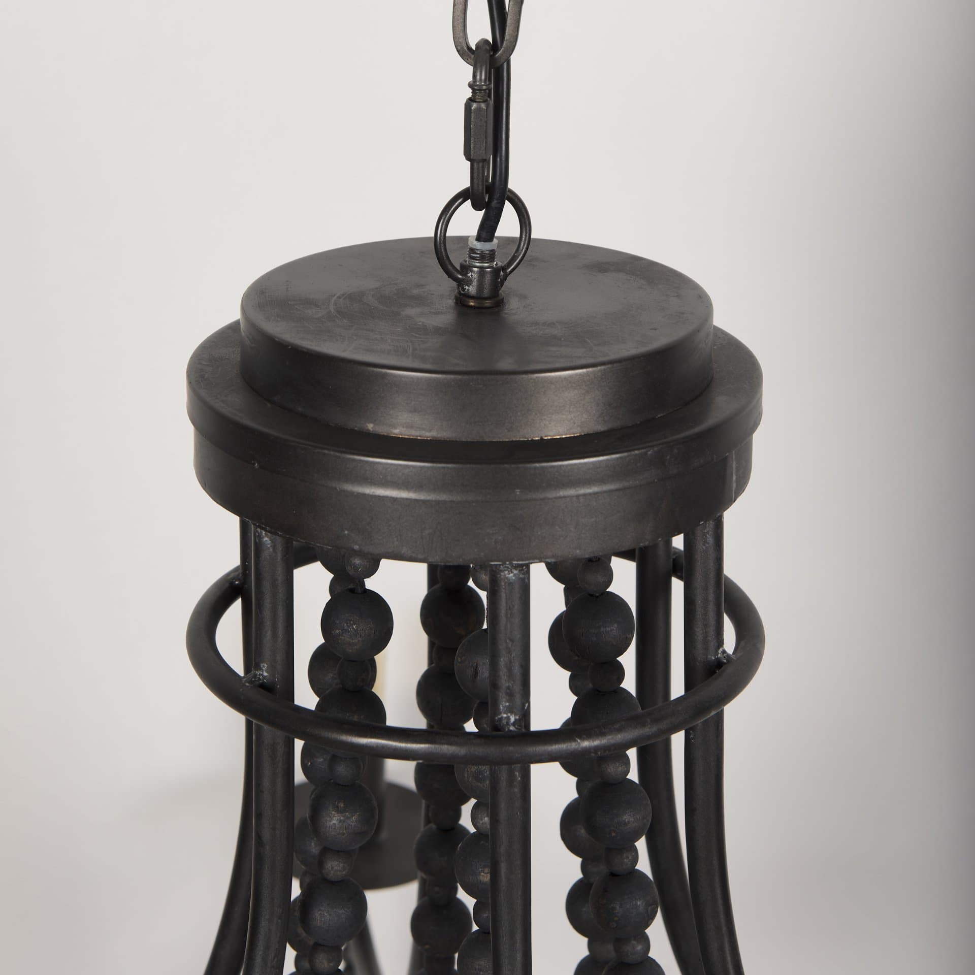Selma Black Wood Bead and Metal Chandelier — product photograph