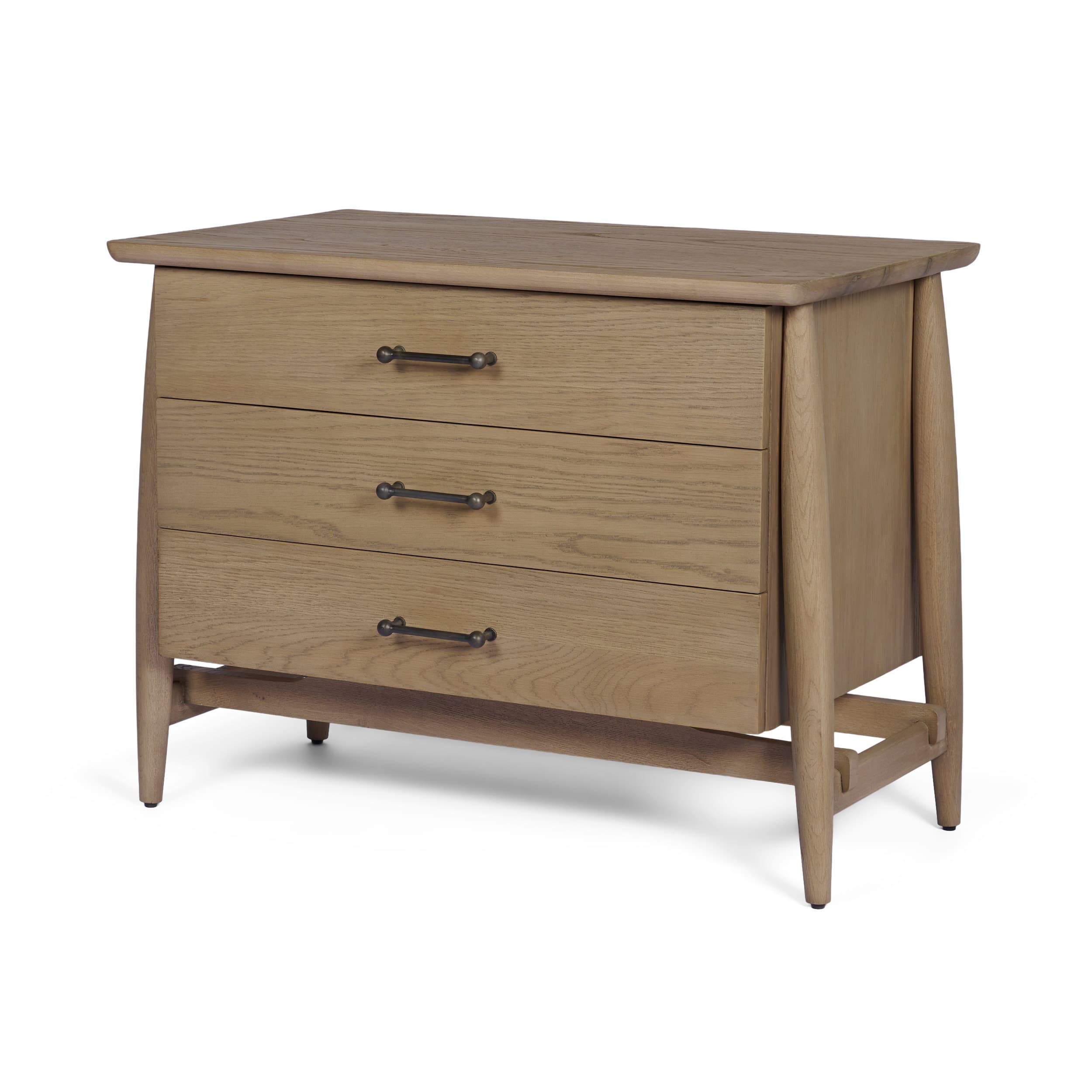 Hollis Gray-Brown Wood 3-Drawer Closed Nightstand — product photograph