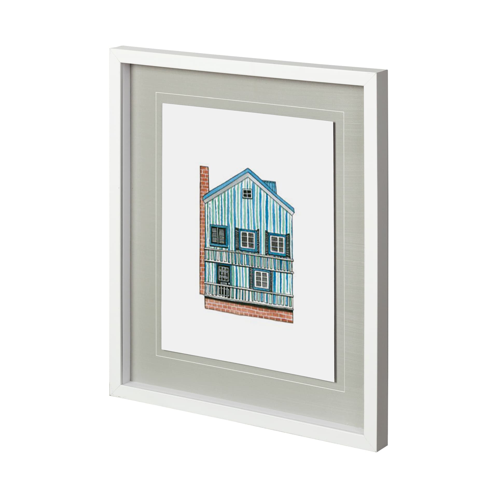 Petit Mansion V by Jones a Hand Embellished Textured Framed Art Print Matted under Glass — product photograph