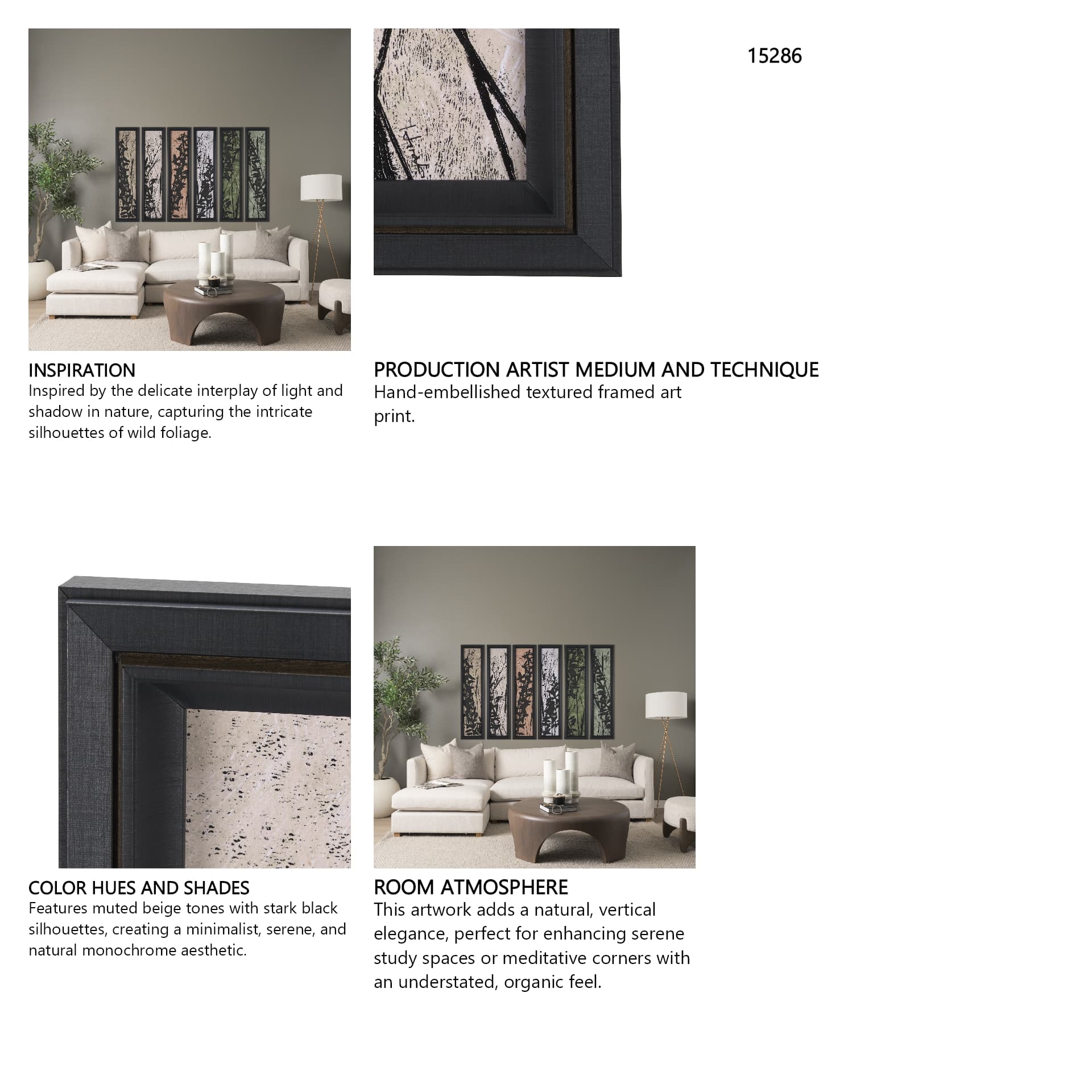 Etched Silouette II by Mercana Studio a Hand Embellished Textured Framed Art Print — in a styled room