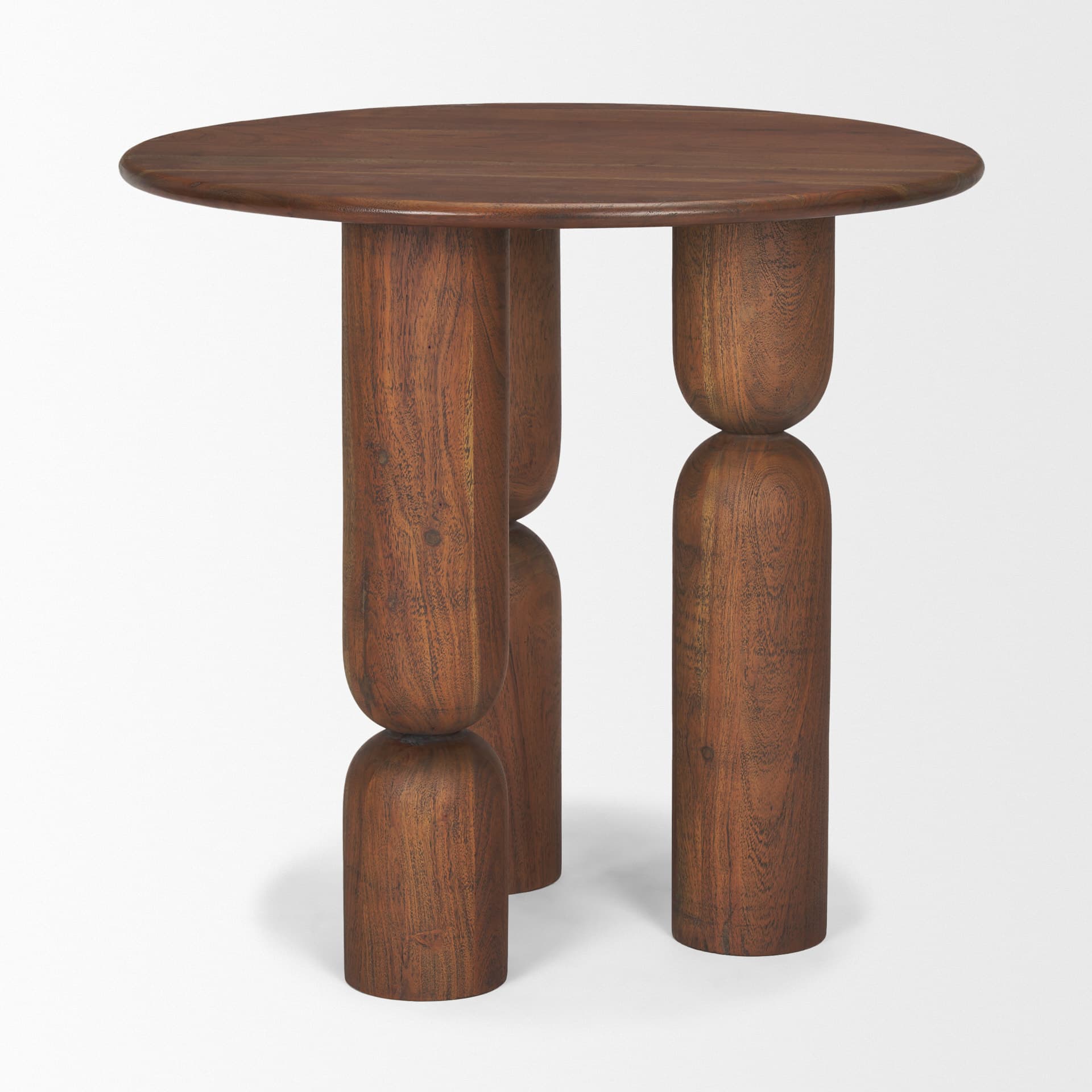 Sonel Pedestal Medium Dark Brown Acacia Wood Foyer Table — product photograph