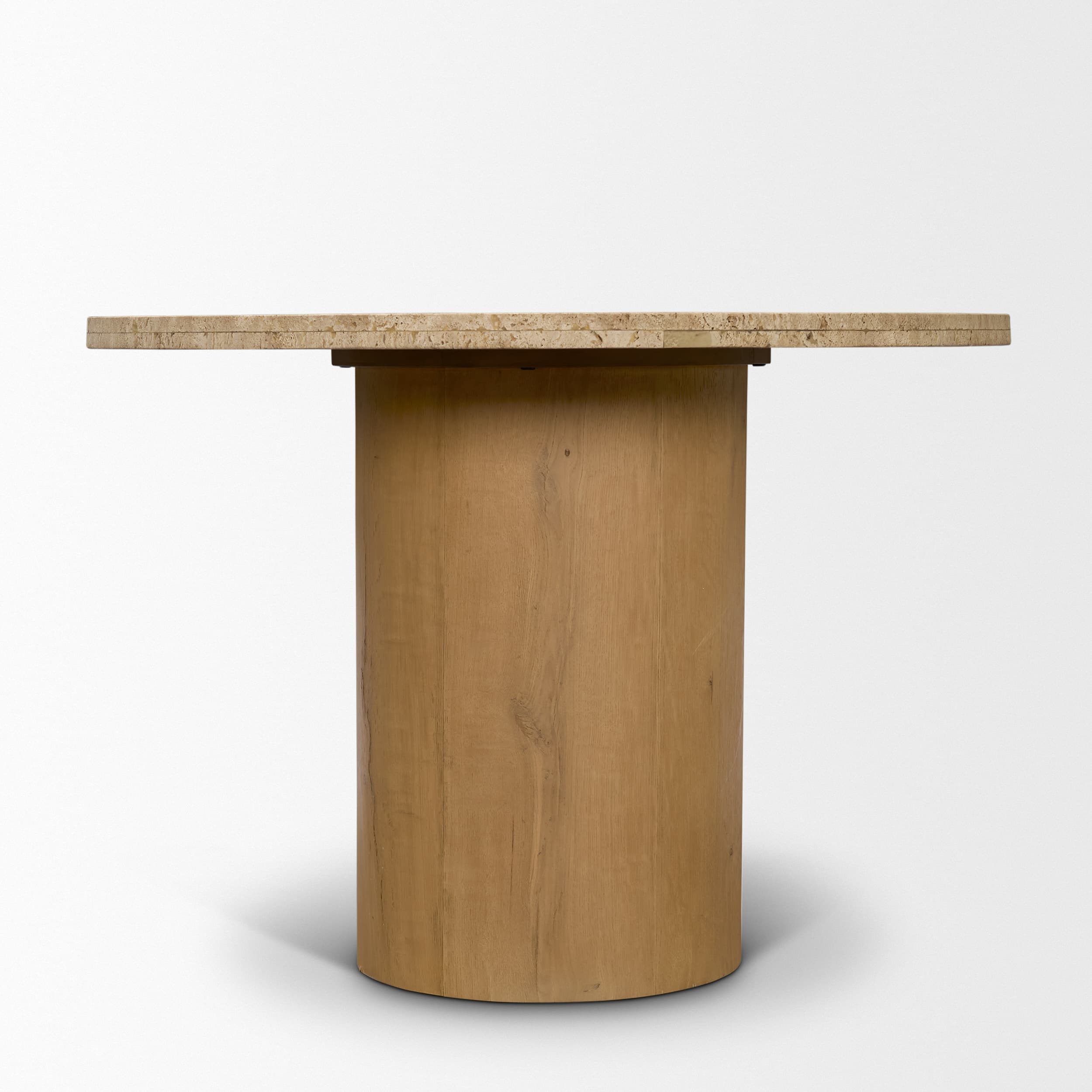 Siena 42" Round Pedestal Dining Table | Travertine | Seats 4 — product photograph