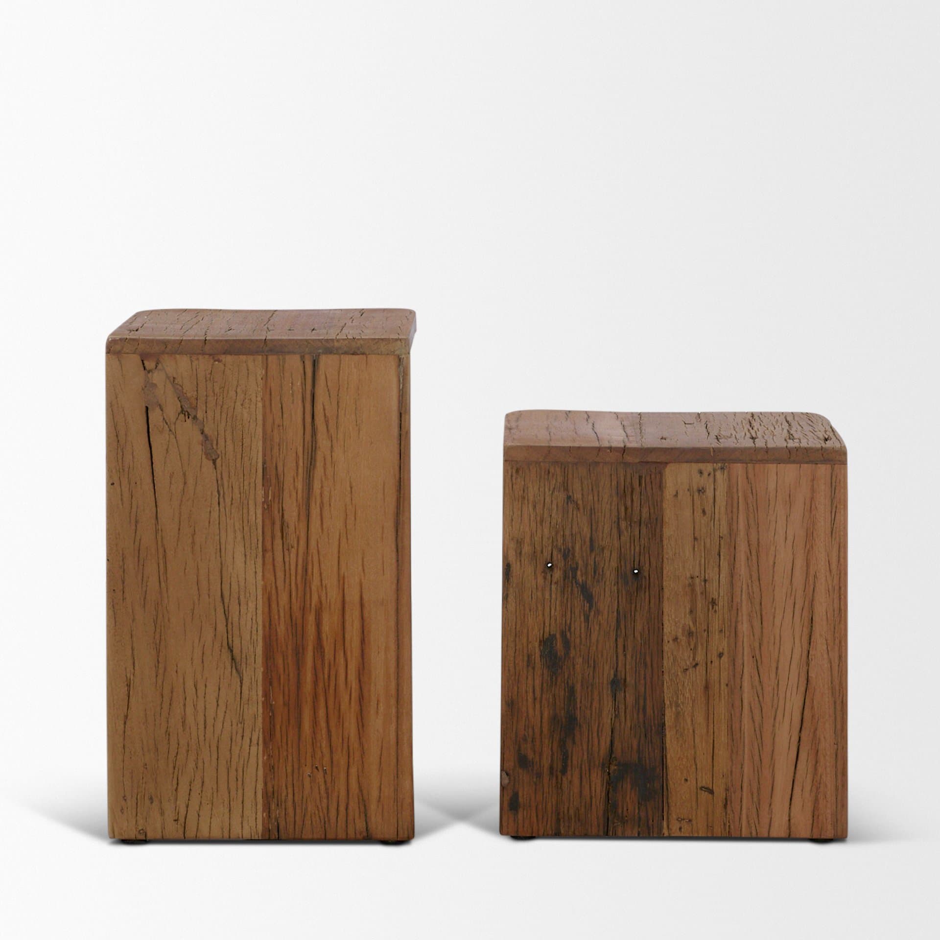 Lucan Mid-Dark Brown Reclaimed Wood Side Tables — product photograph