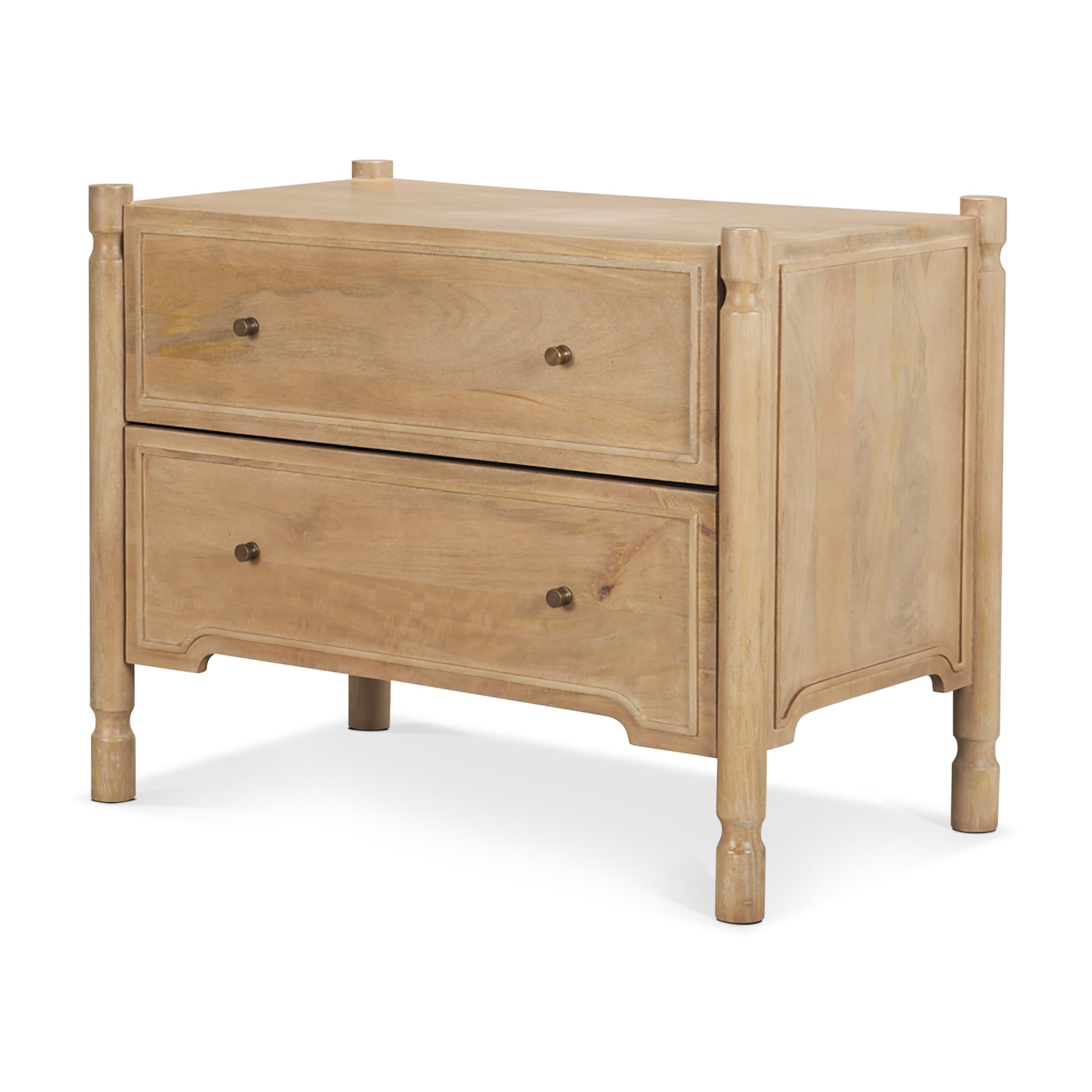 Phil Light Brown Wood 2 Drawer Nightstand — product photograph