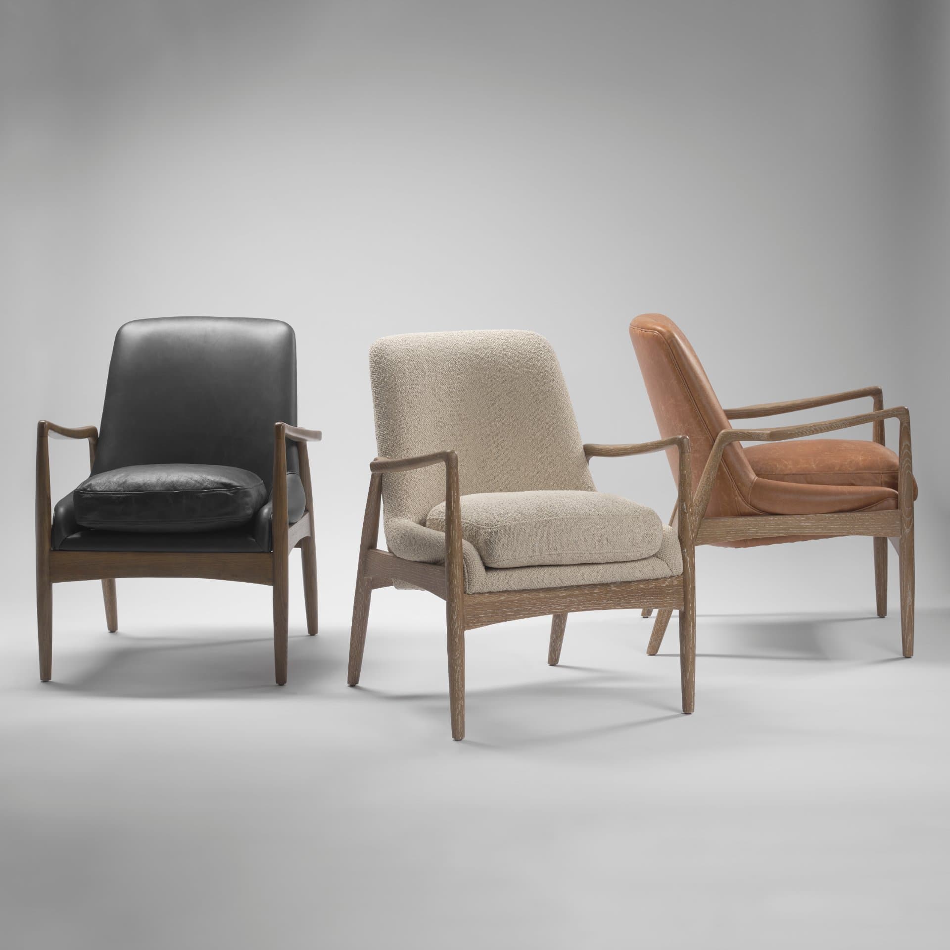 Westan Cream Boucle Fabric W/Light Brown Wood Accent Chair — product photograph