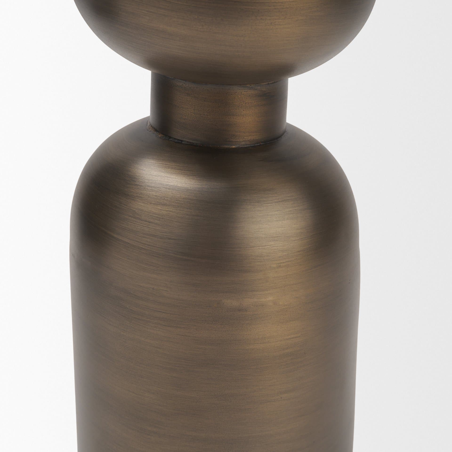 Pelar Large Antiqued Brass Stacked Pillar Candle Holder — product photograph
