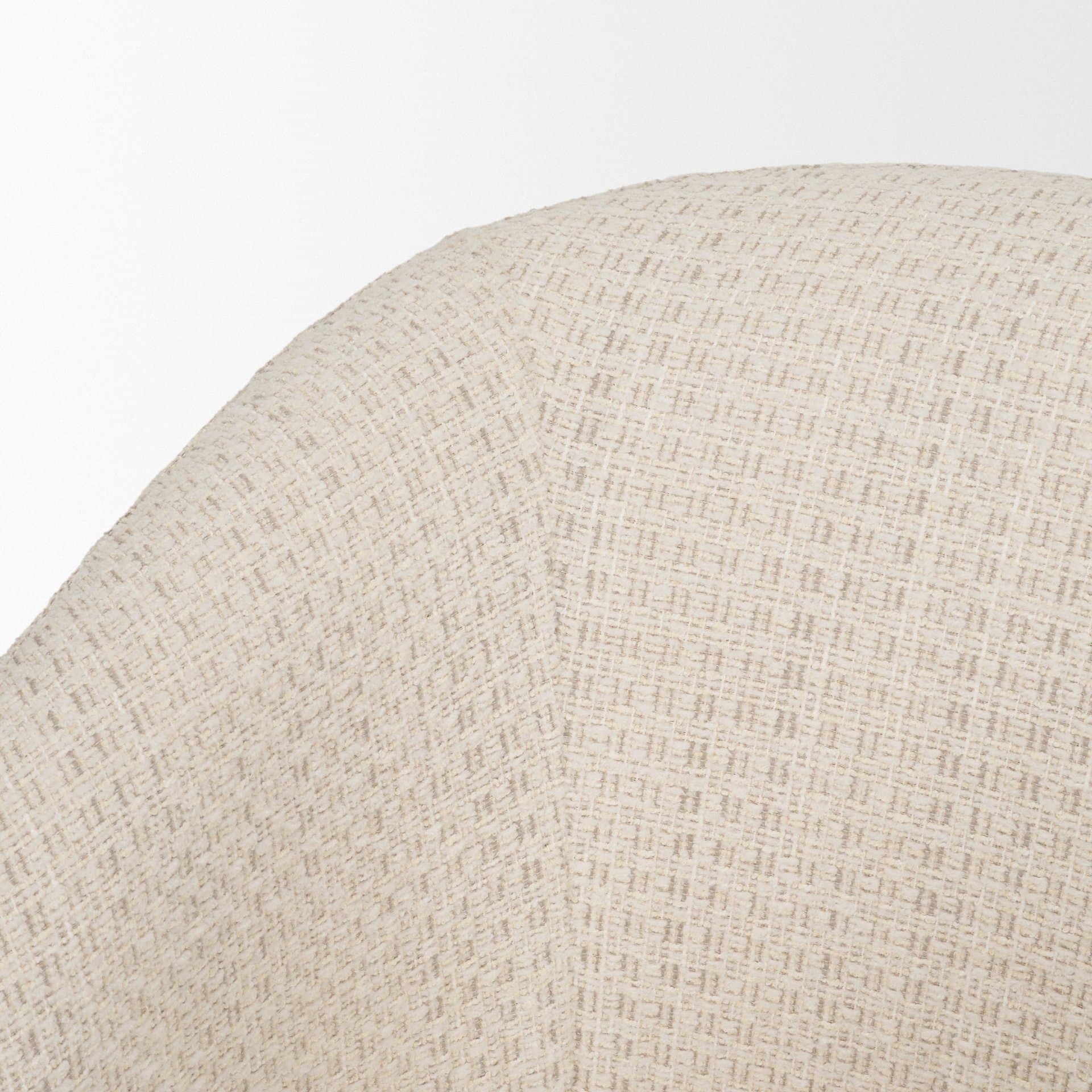 Curtis Barrel Back Dining Arm Chair | Cream Fabric w/ Tapered Wood — product photograph