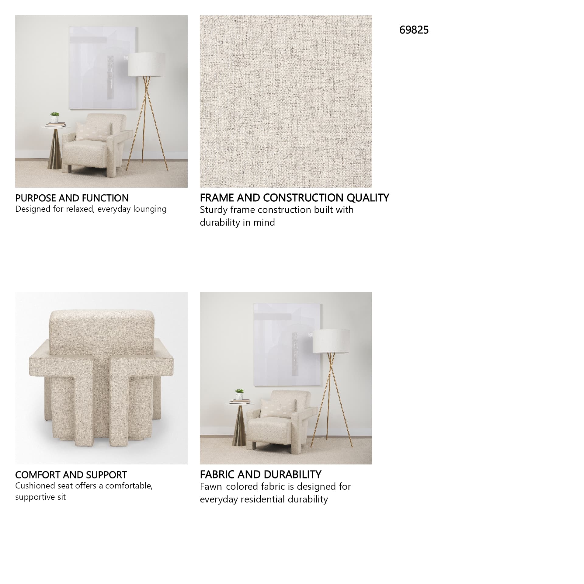 Sovereign Oatmeal Fully Upholstered Accent Chair — in a styled room