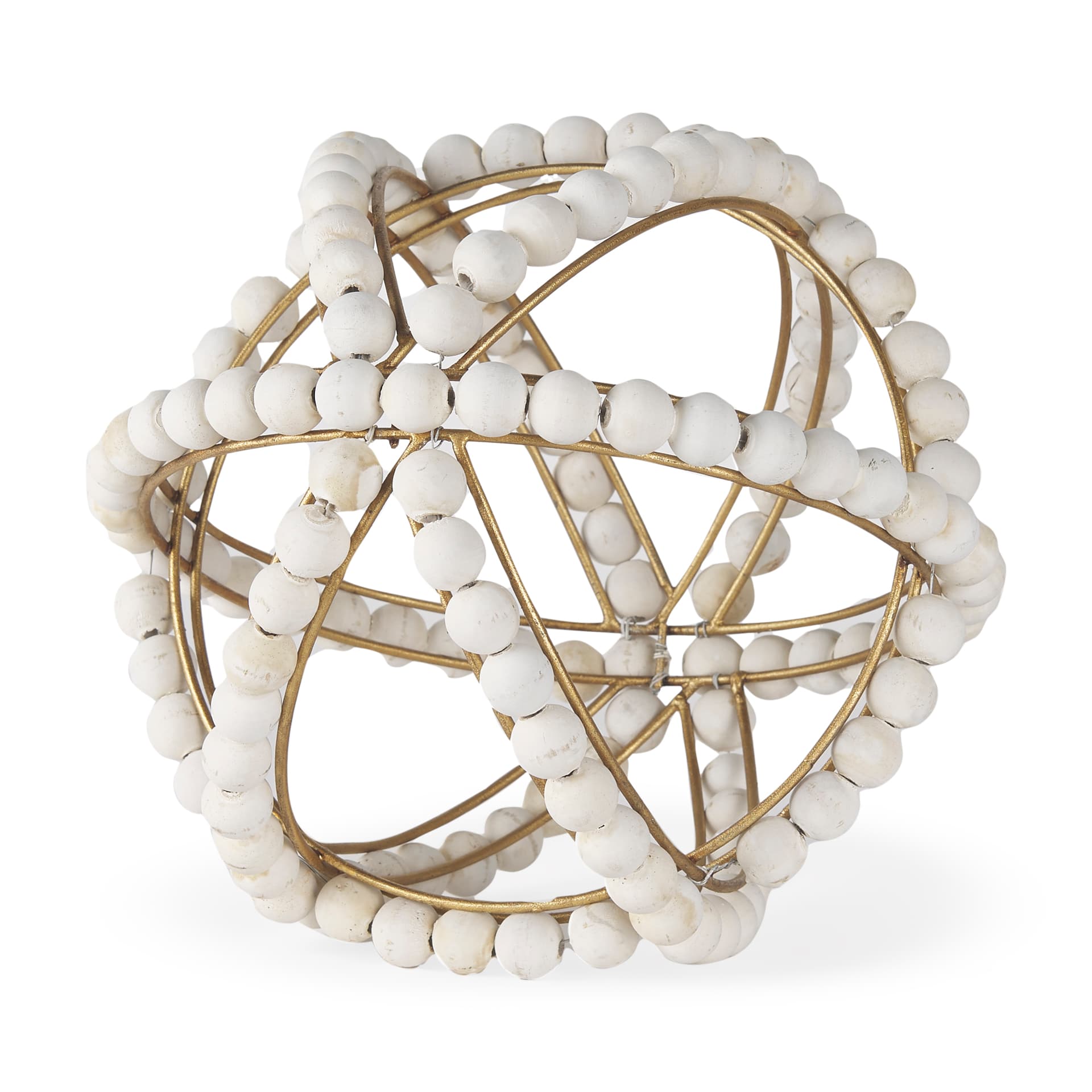 Espanlade II Large 11L x 11W White Wooden Beaded Orb — product photograph