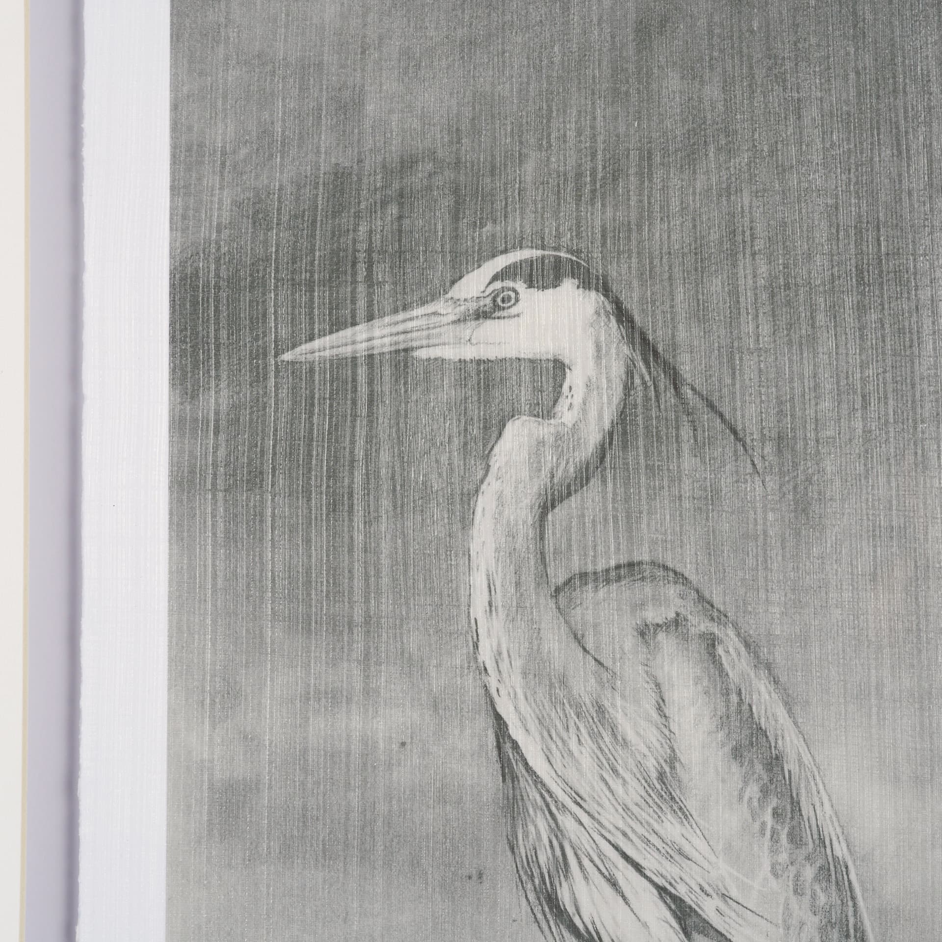 Heron Sketch by Mercana Studio a Hand Embellished Framed Art Print Matted under Glass — product photograph
