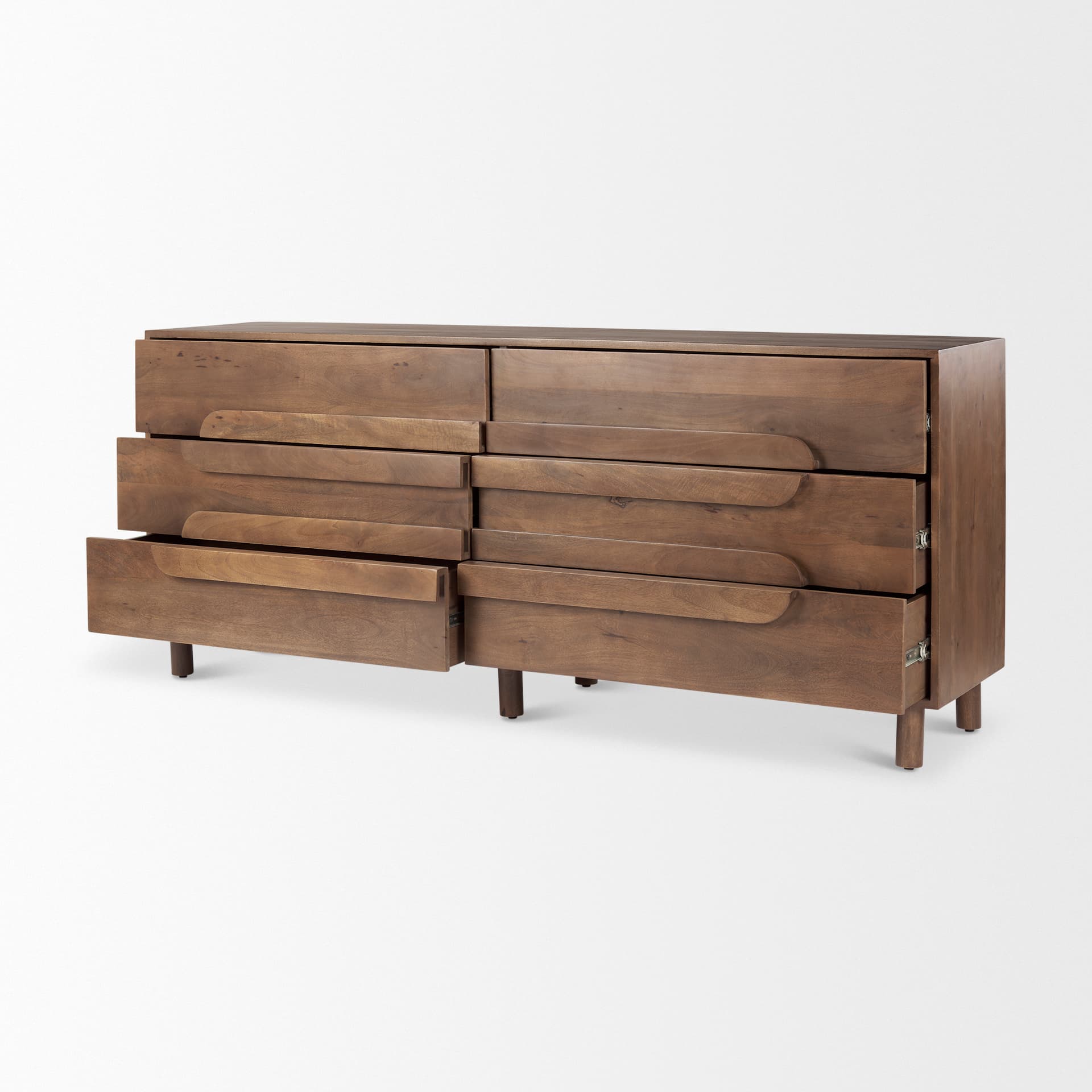 Astrid 71L x 17W x 30.3H Medium Brown Solid Wood 6 Drawer Sideboard — product photograph