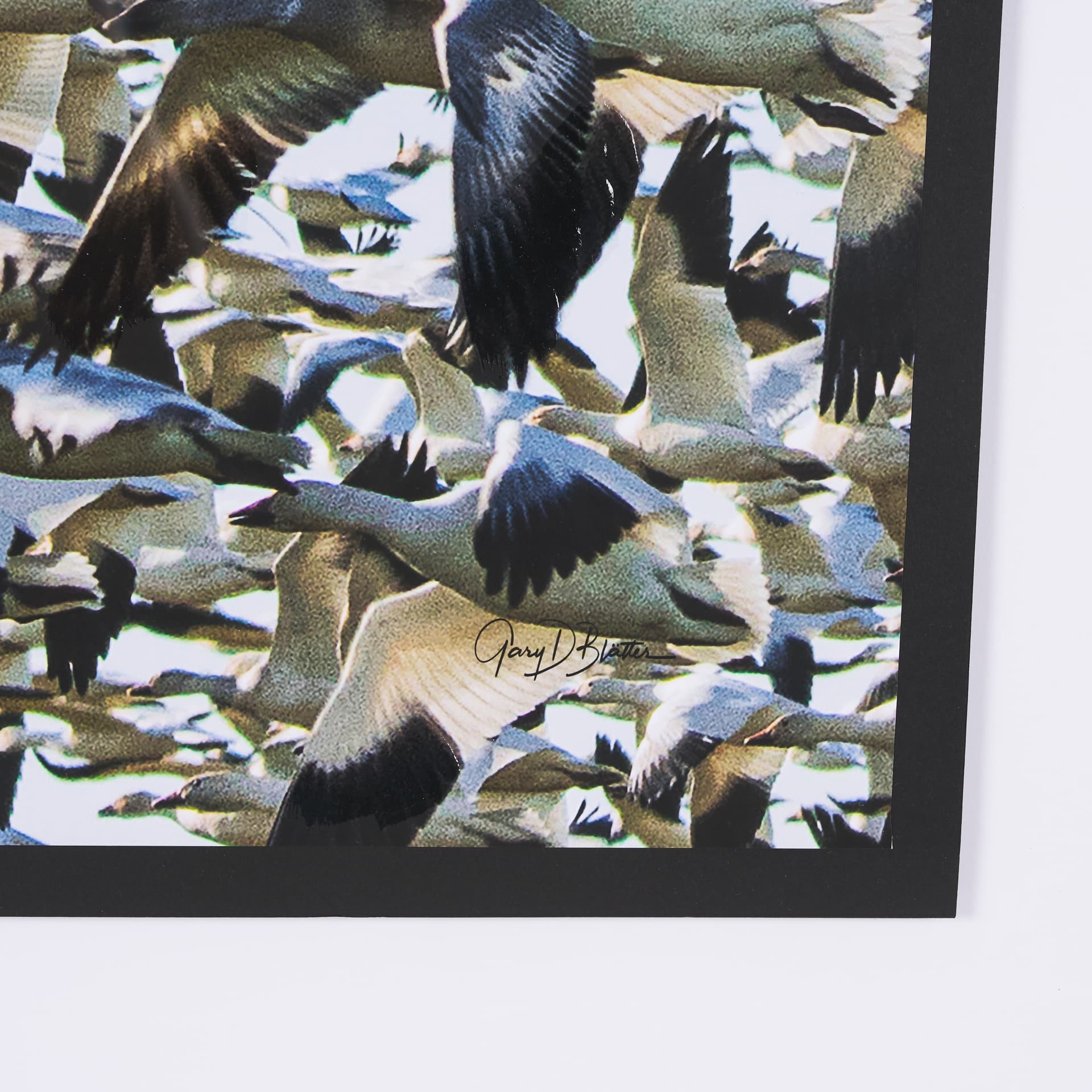 Snowgoose Migration 1 by Gary Blatter Hand Embellished Textured Framed Art Print Matted under Glass — product photograph
