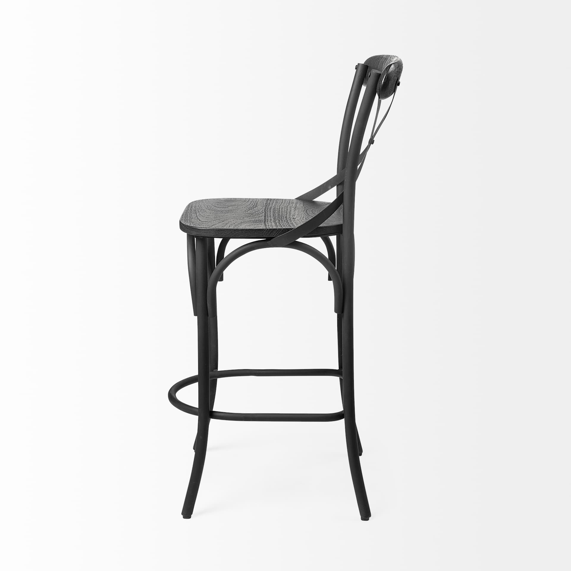 Etienne Low Back 26.25in Seat Counter Stool | Black Wood w/ Metal — product photograph