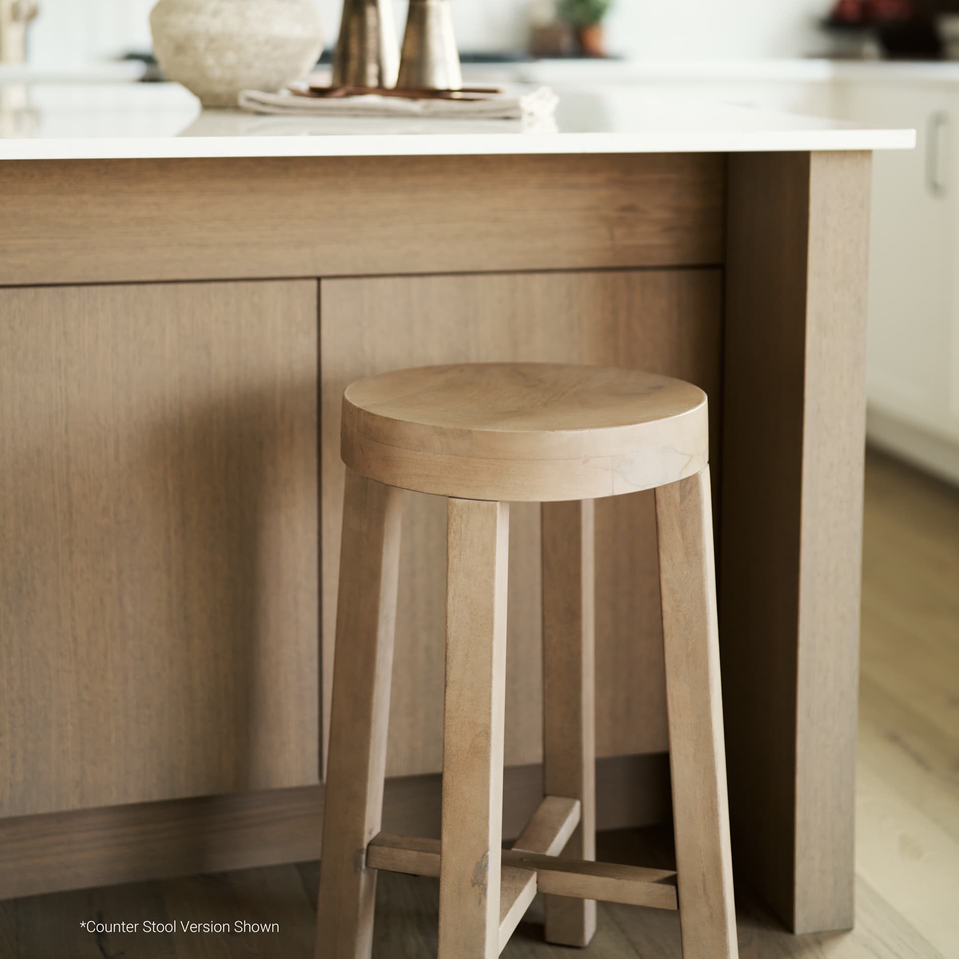 Brahma Backless 30in Seat Bar Stool | White Washed Wood — product photograph