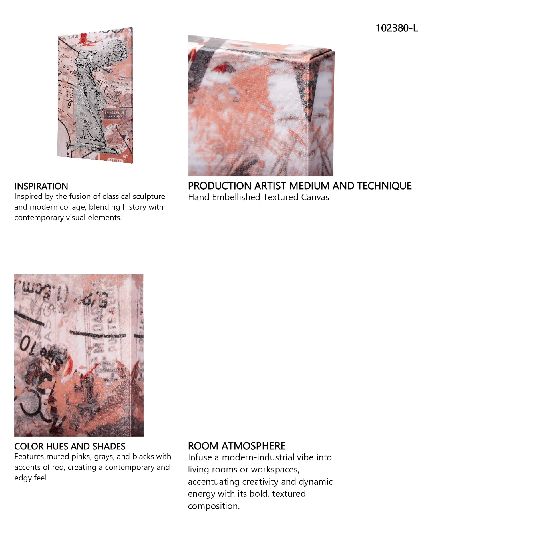 Graffiti Sculpture IV by Mercana Studio a Hand Embellished Textured Canvas — in a styled room