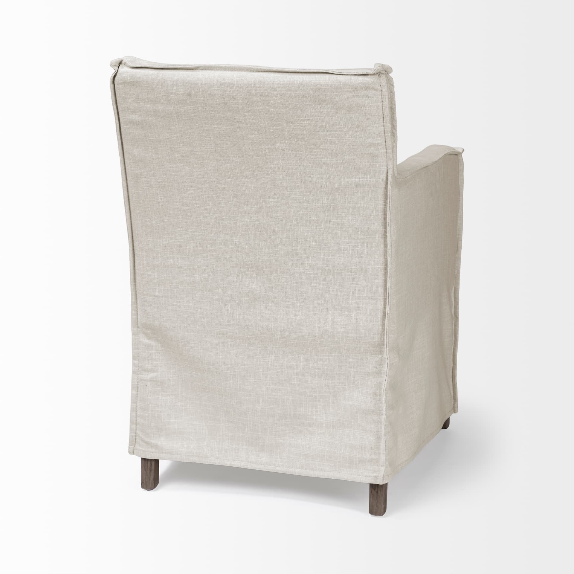 Elbert Solid Back Dining Side Chair | Cream Fabric w/ Brown Wood — product photograph