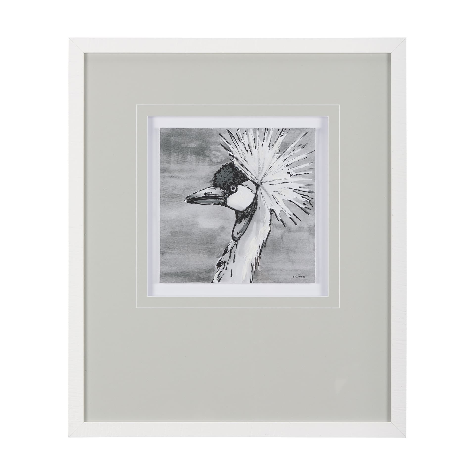 Bird Portrait Sketch II by Mercana Studio Hand Embellished Framed Art Print Matted under Glass — product photograph