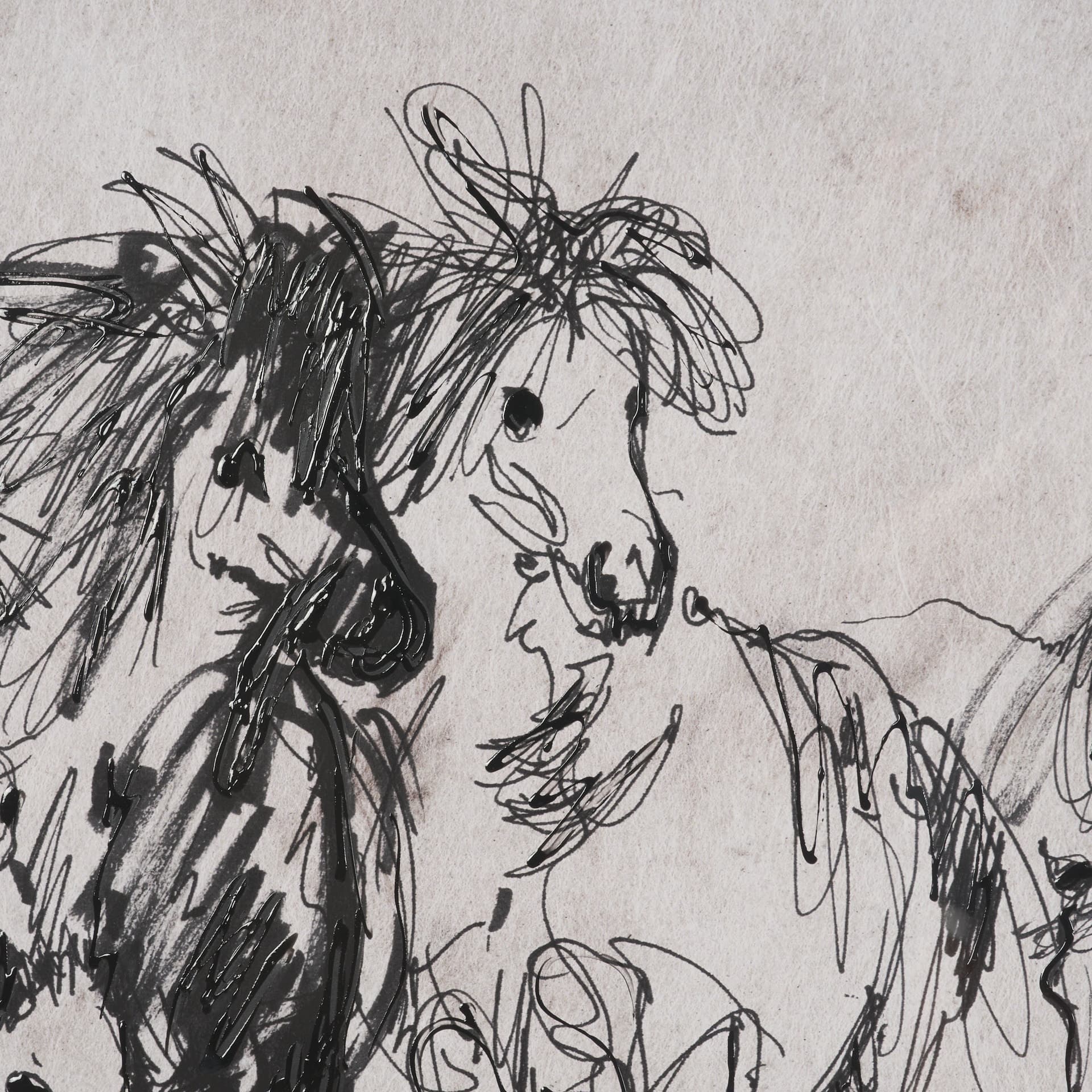 Pony Sketches II by Mercana Studio Hand-Embellished Framed Artwork Matted under Glass — product photograph