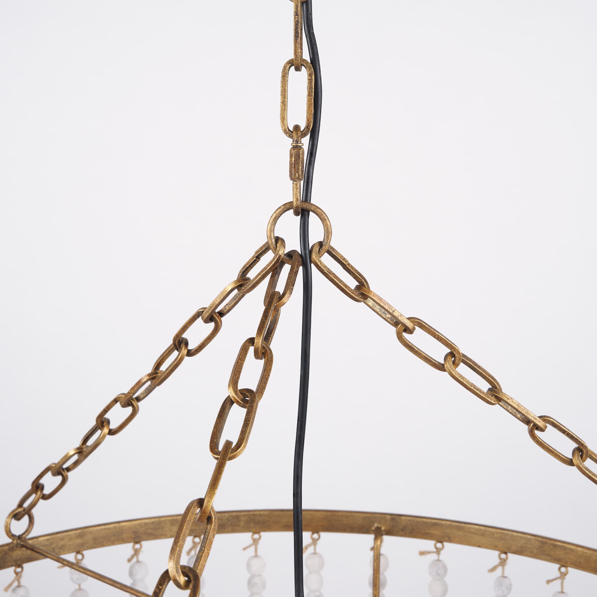 Rhone Gold Metal and Wood Beaded Chandelier — product photograph