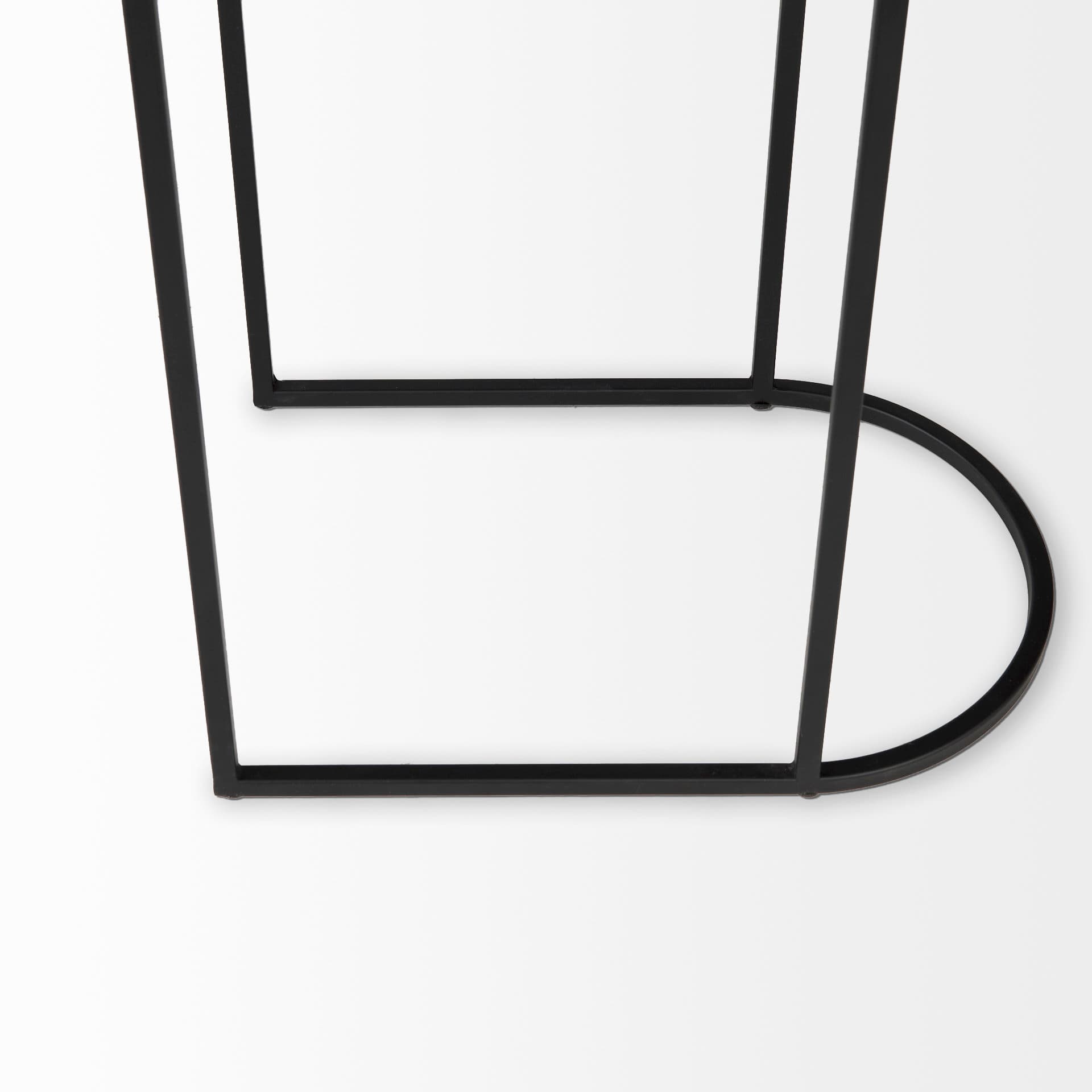 Celine 24.2 L x 12.6 W x 22.4 H Set of Two Black/Silver Metal and Glass Nesting Accent Tables — product photograph
