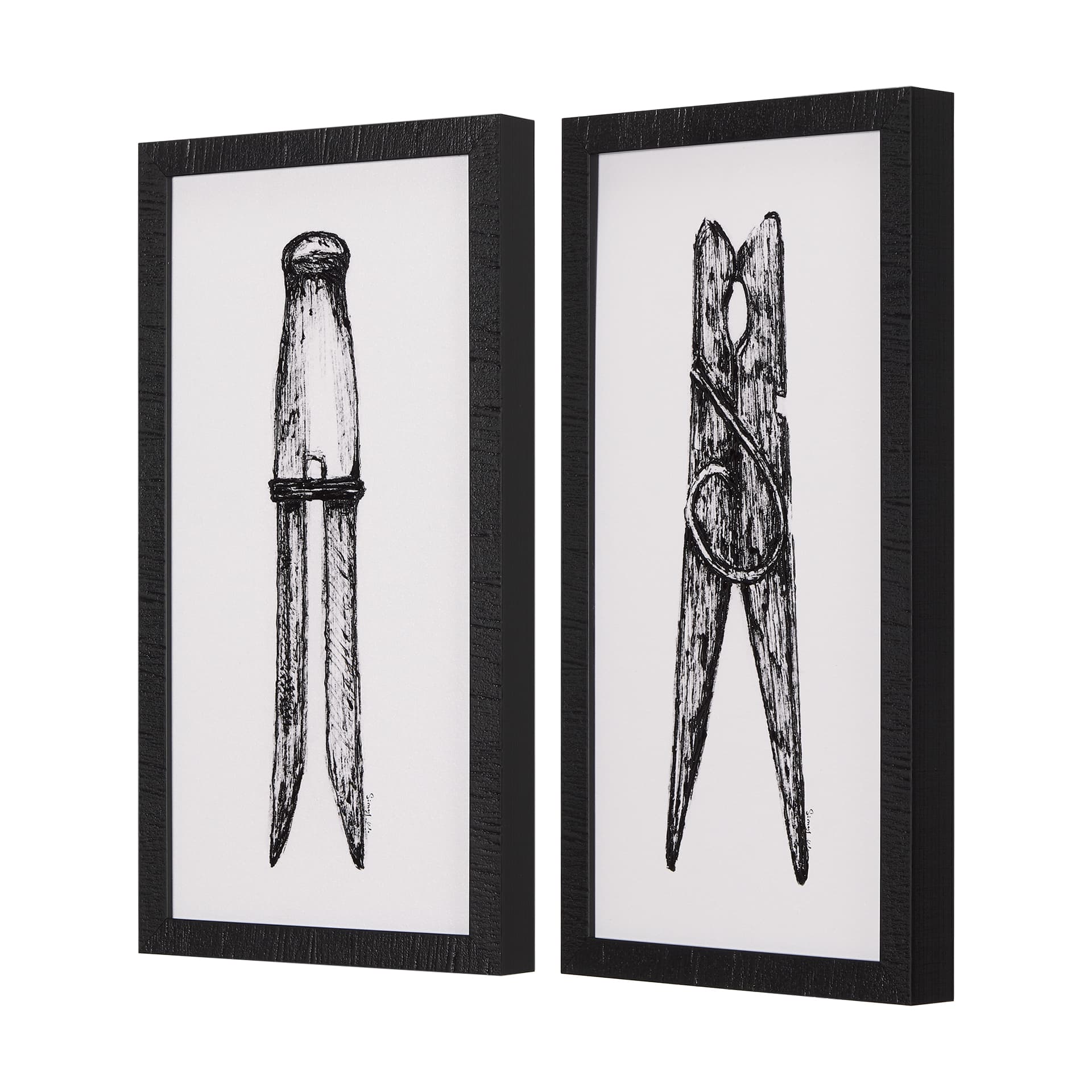 Vintage Cloth Peg I by Mercana Studio a Hand Embellished Textured Framed Art Print — product photograph