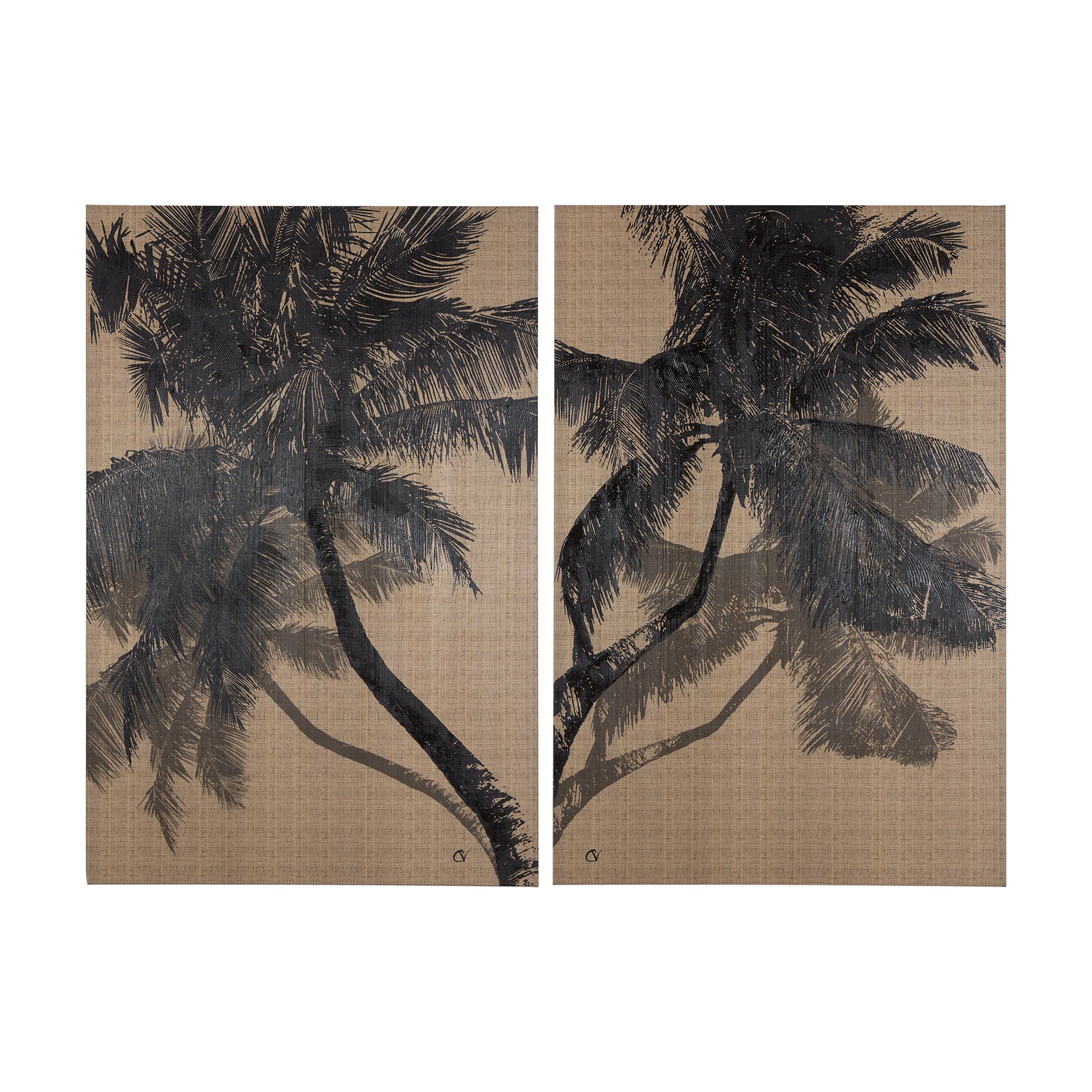 Palm Shadow II by Mercana Studio a Hand Embellished Textured Canvas — product photograph
