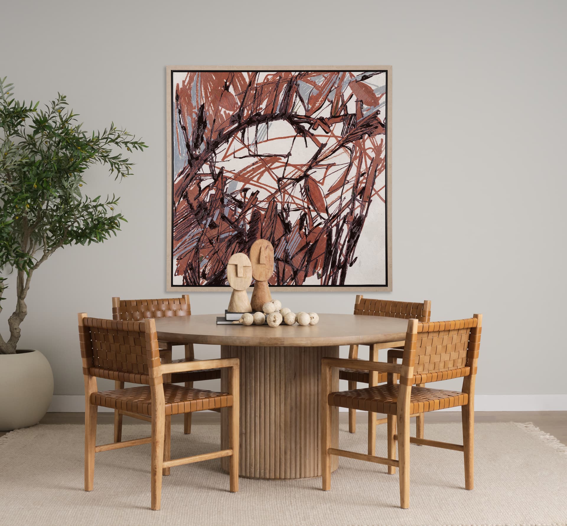 Raveled by Mercana Studio a Hand Embellished Textured Framed Canvas — in a styled room