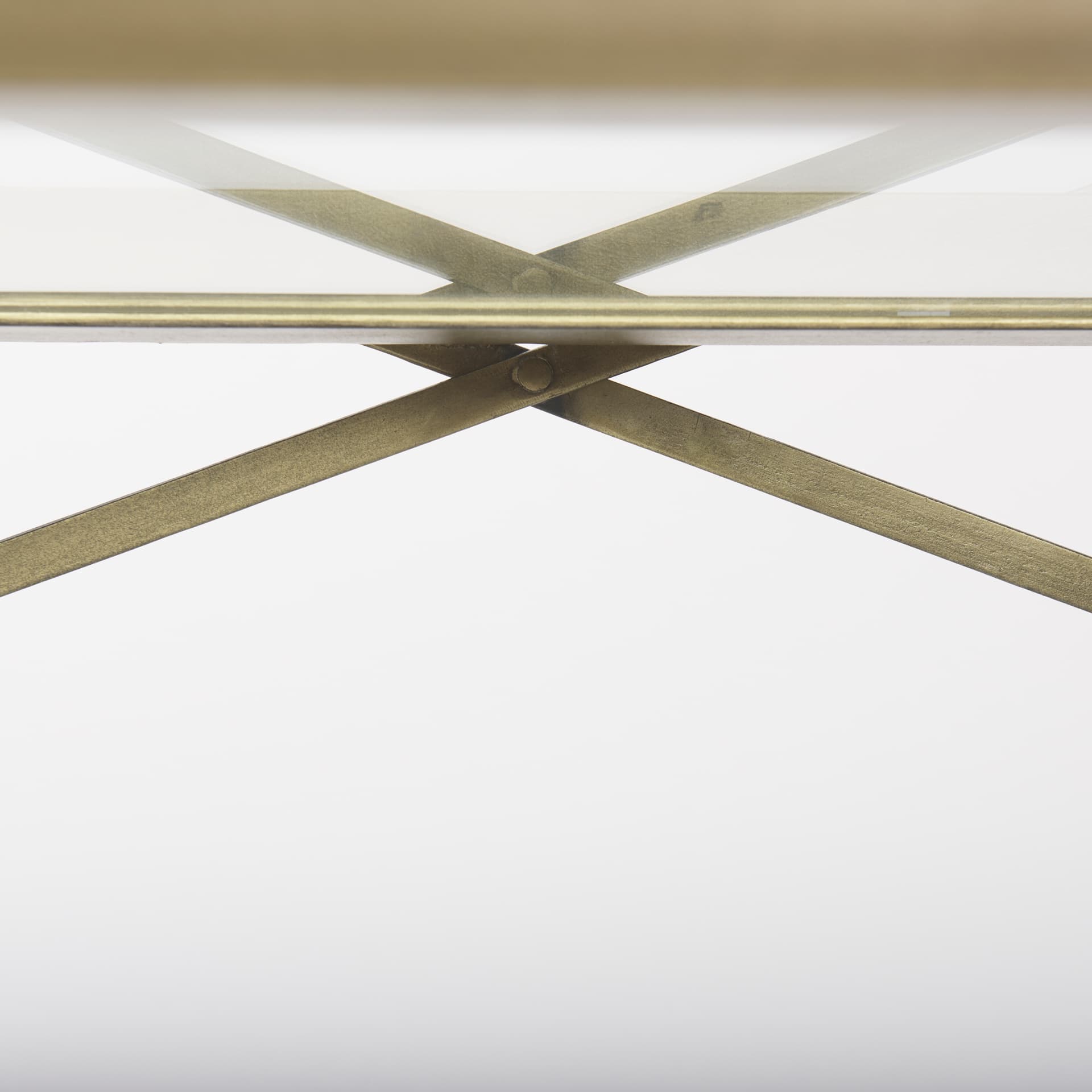 Trey 72.0L x 16.0W x 30.0H Gold Metal W/Glass Console Table — product photograph