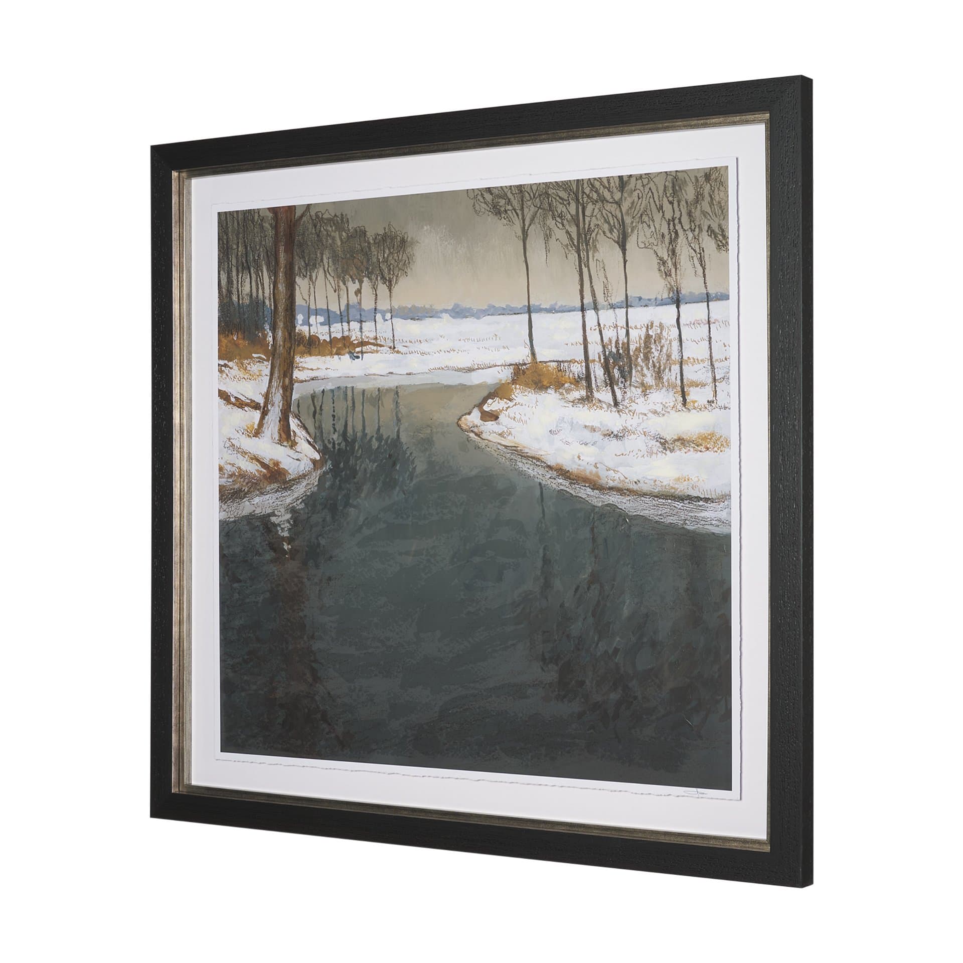Winter Shadow by Mercana Studio Hand Embelished Framed Artwork Matted under Glass — product photograph