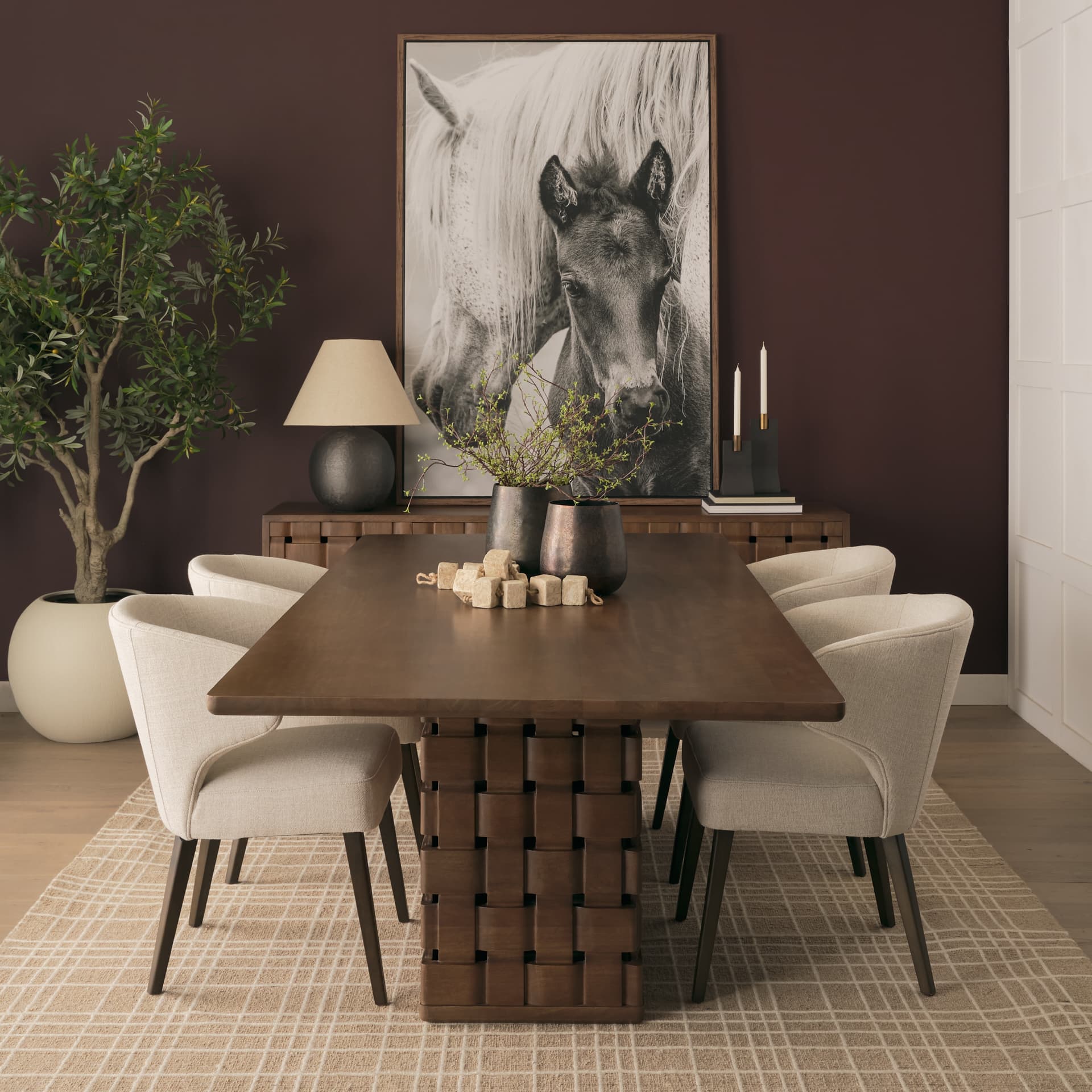 Trellyn 94"L x 44"W Rectangular Dining Table | Modern | Dark Brown Wood | Seats 8 — product photograph