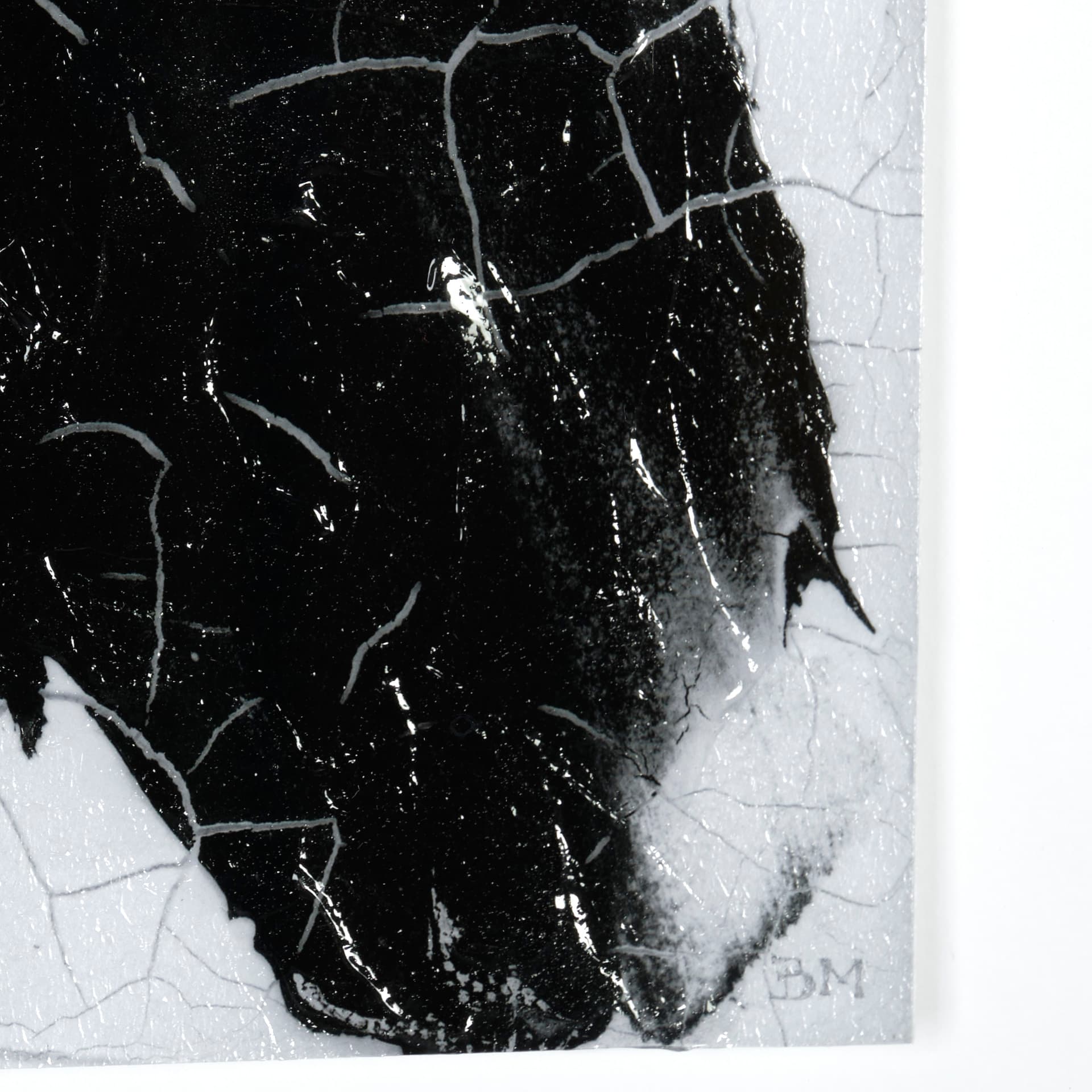 Yang (White) by Mercana Studio a Hand Embellished Textured Framed Art Print Matted under Glass — product photograph