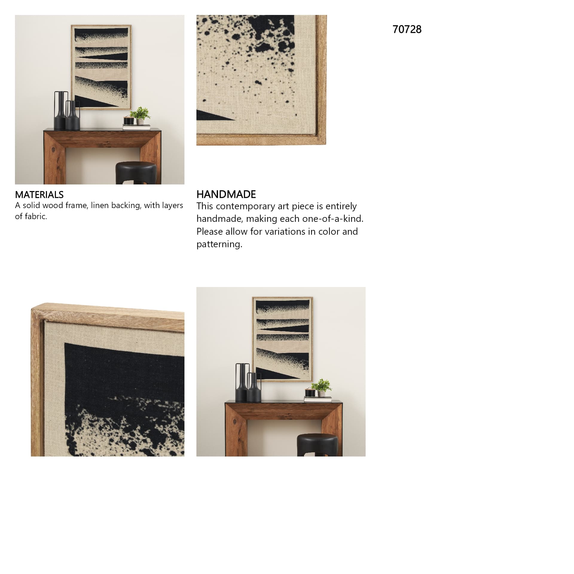 Revelin Small Fabric Collage Framed Linen Wall Art — in a styled room