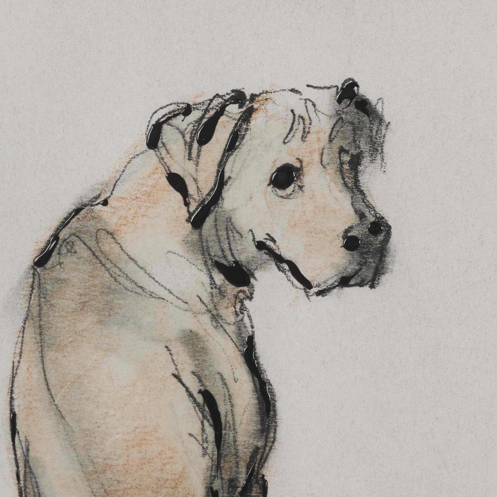Playful Pup III by Mercana Studio Hand Embelished Framed Artwork Matted under Glass — product photograph