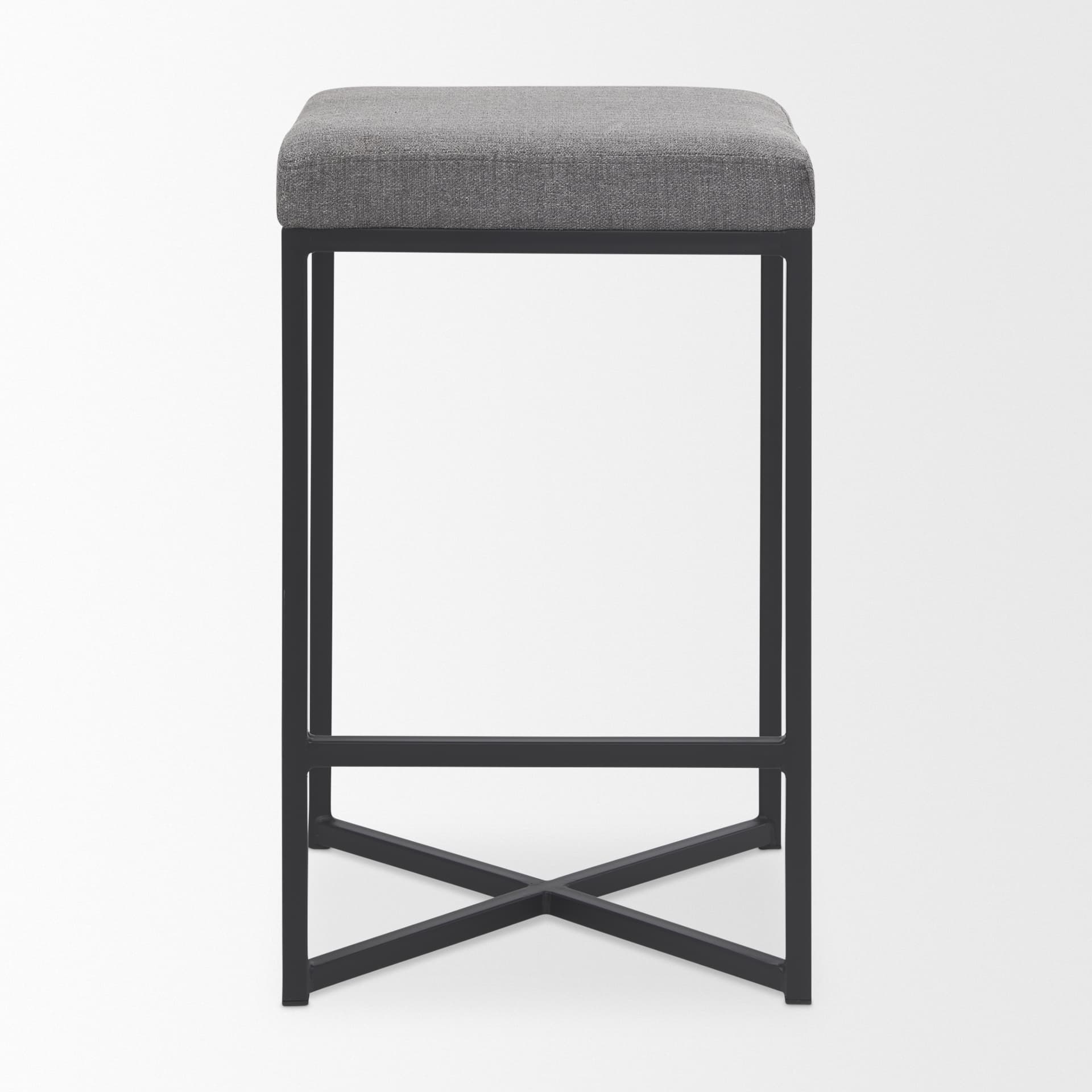 Frodo Backless 26.4in Seat Counter Stool | Gray Fabric w/ Black Iron — product photograph
