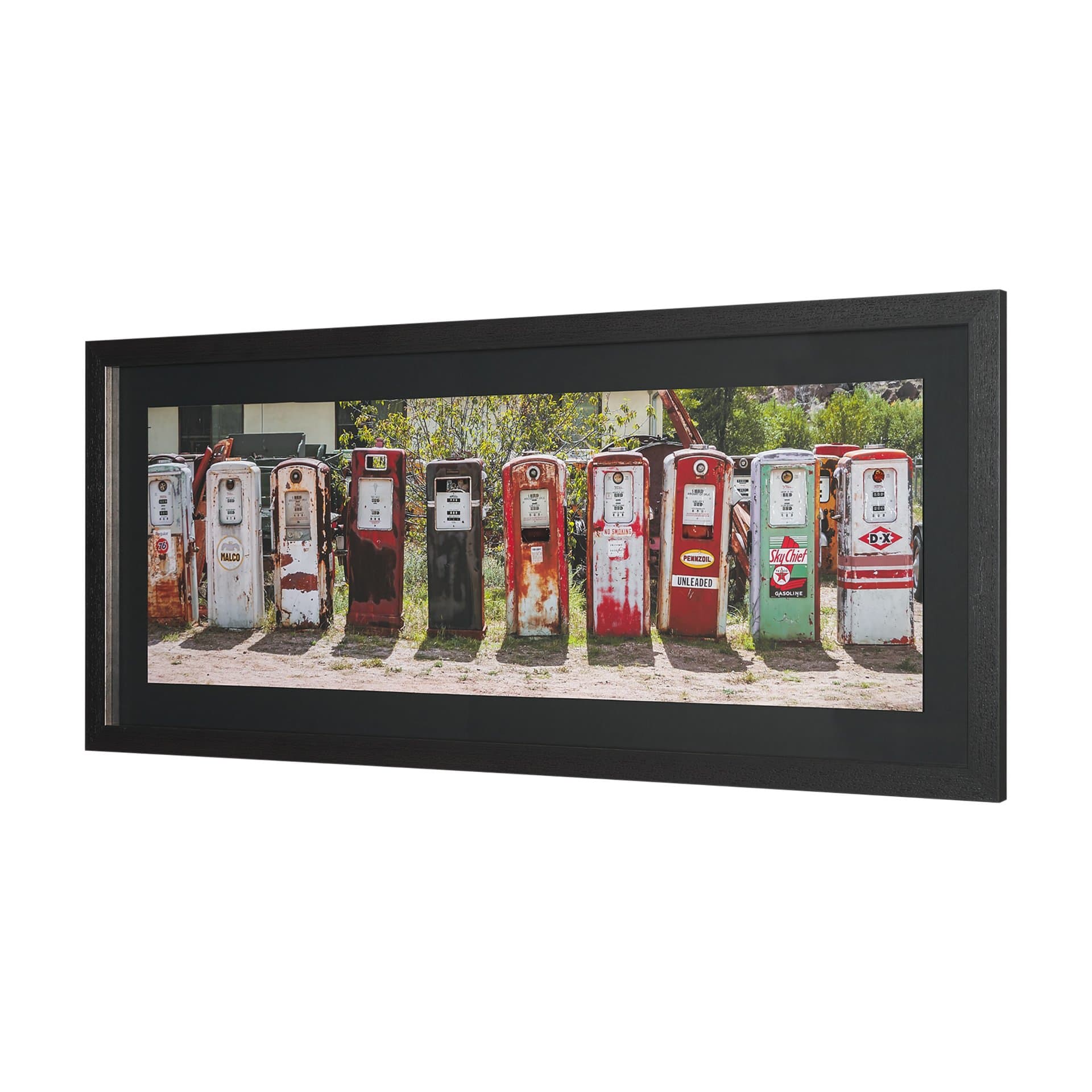 Gas Pumps by Richard Silver Hand Embelished Framed Art Print Matted under Glass — product photograph