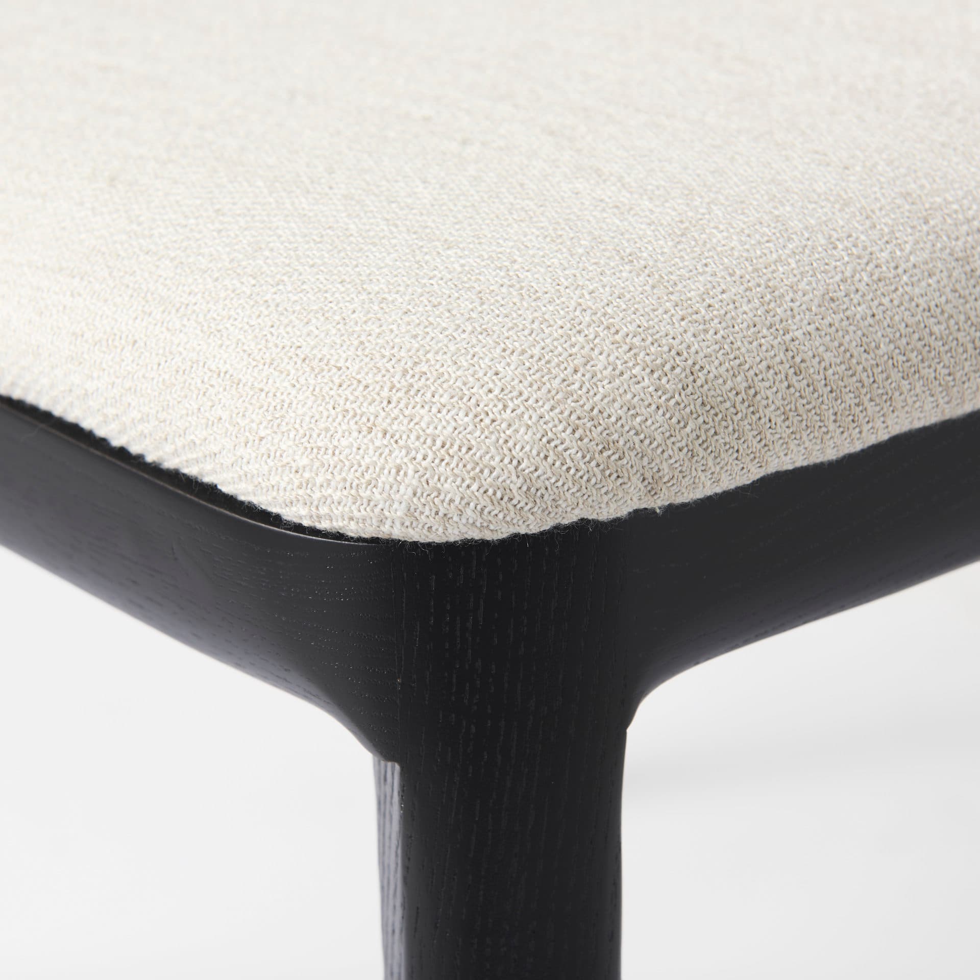 Clara Cane Back Dining Side Chair | Cream Fabric w/ Black Wood — product photograph