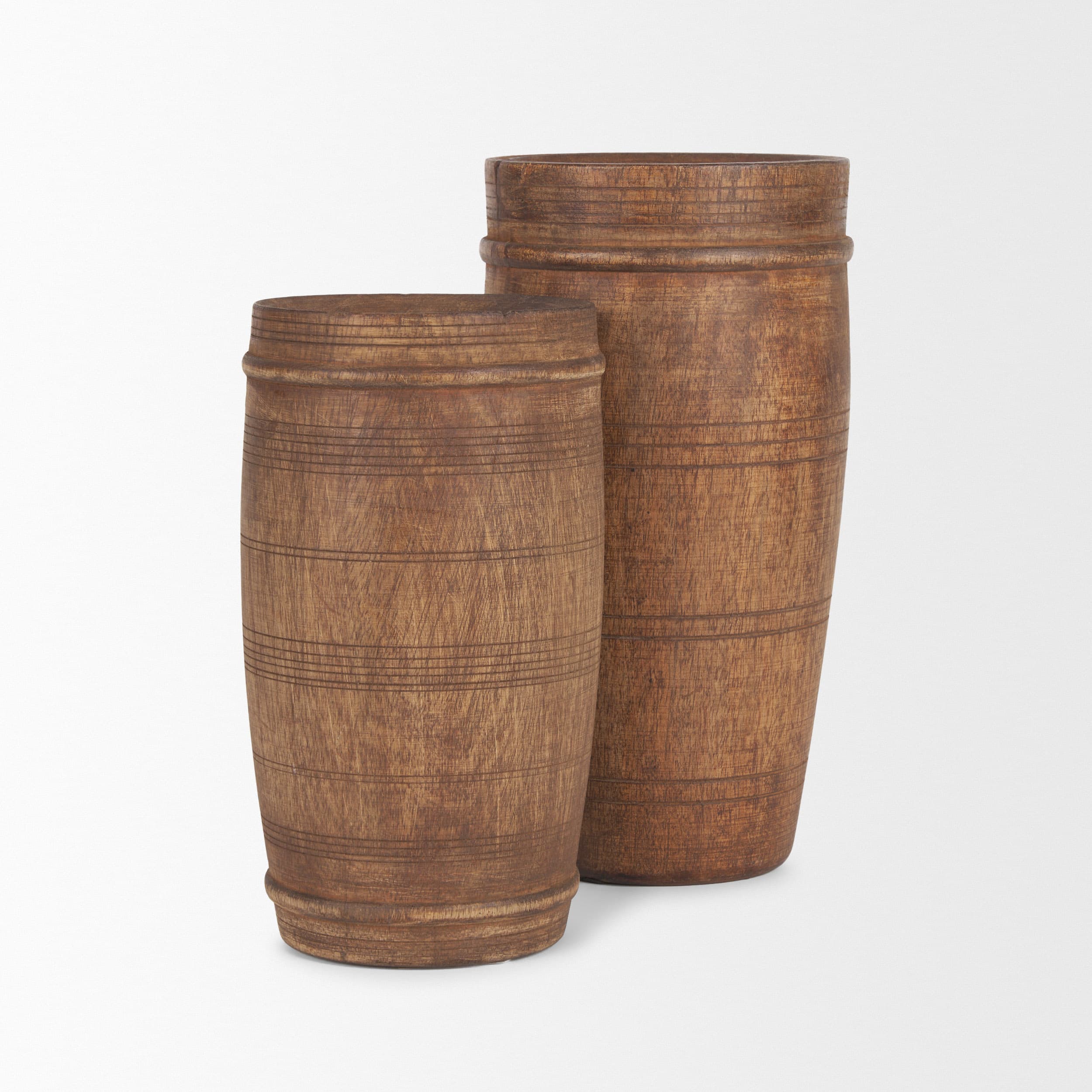 Porta Small Medium Brown Reclaimed Wooden Pot — product photograph