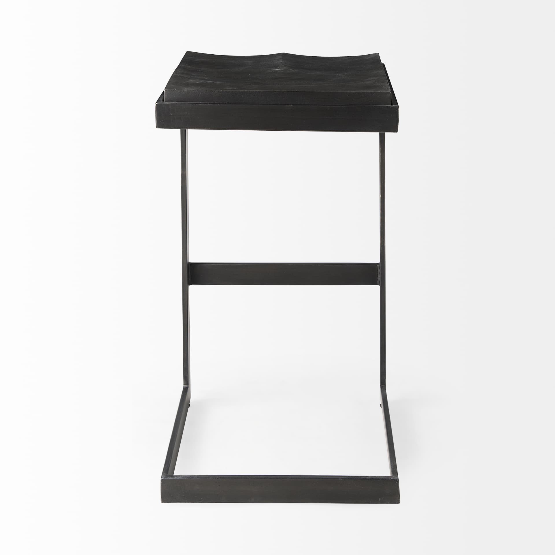 Kiran Backless 30in Seat Bar Stool | Black Wood w/ Black Metal — product photograph